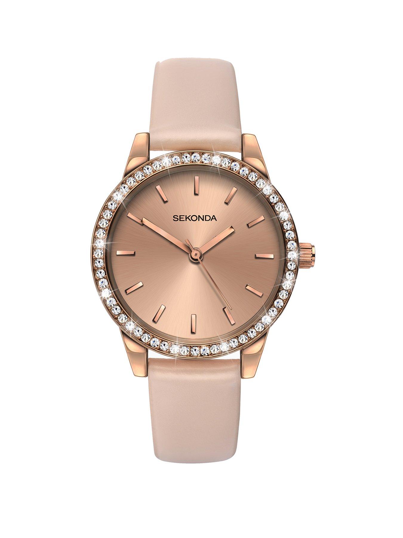 undefined Ladies Amelia Beige Polyurethane Strap with Rose Gold Dial Watch