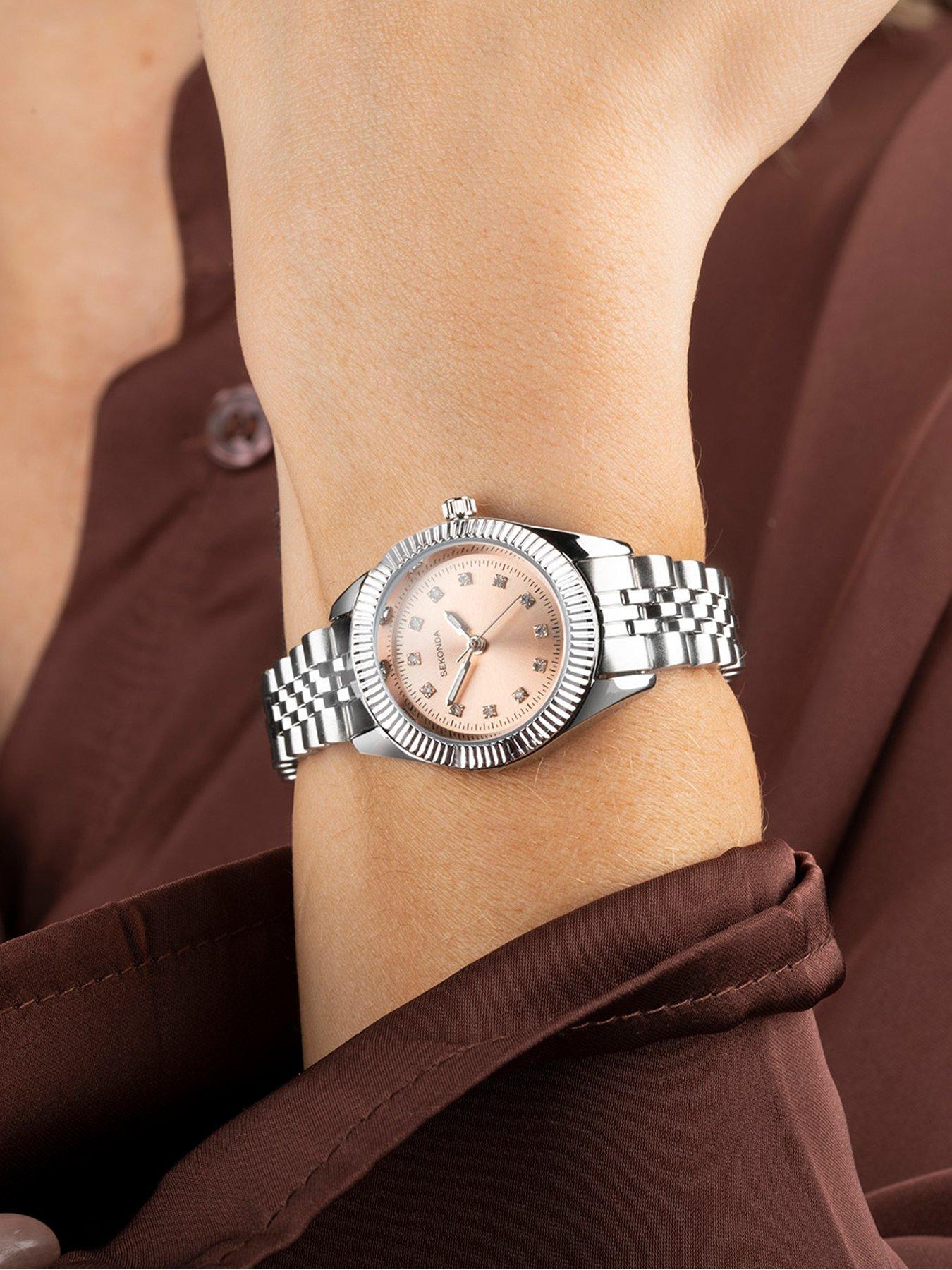 Womens silver bracelet discount watch