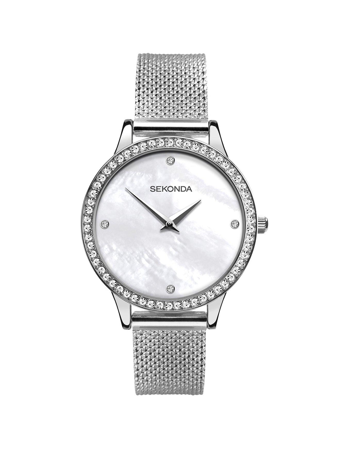 Product photograph of Sekonda Ladies Alice Silver Stainless Steel Bracelet With White Dial Watch from very.co.uk