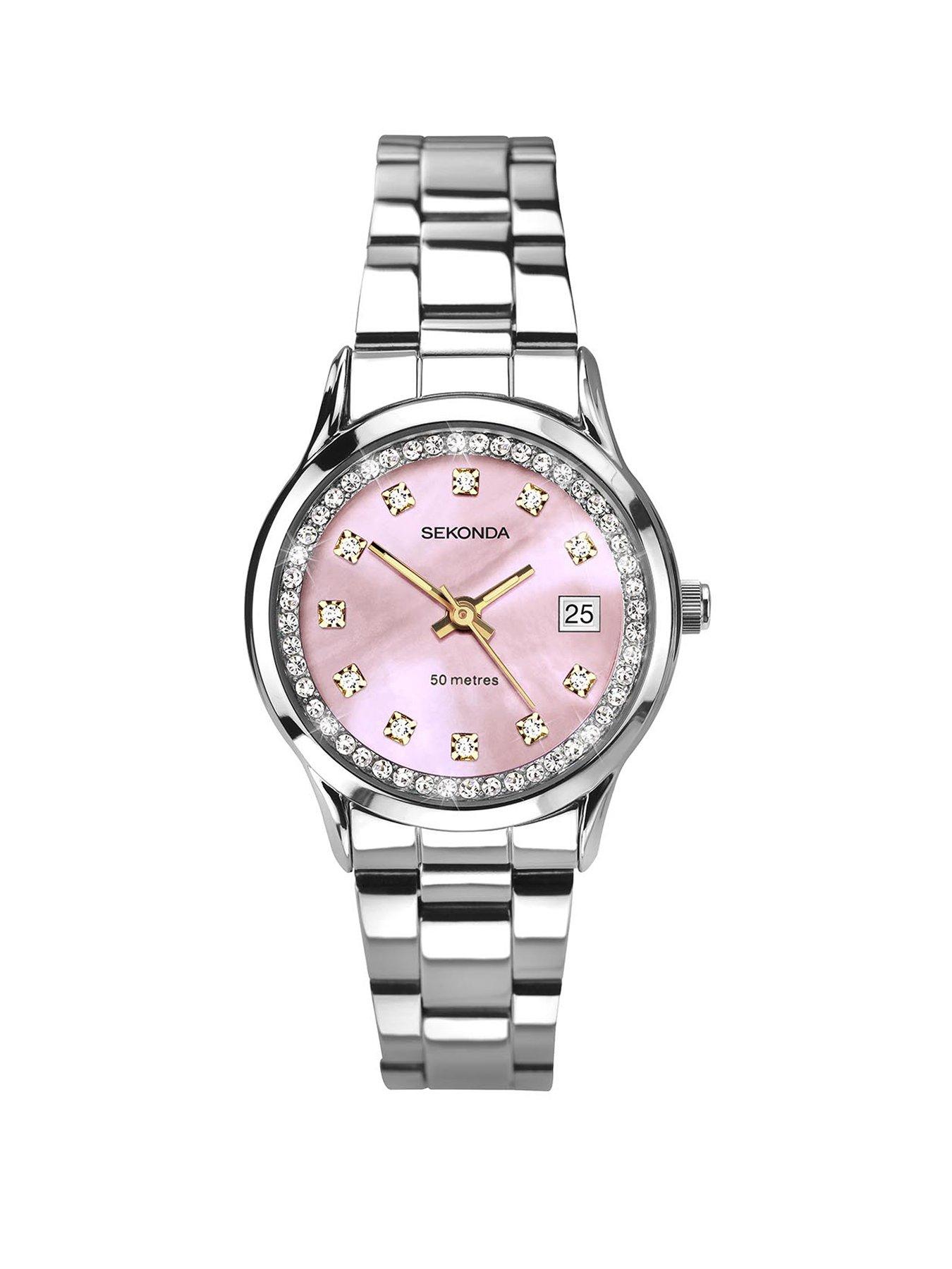 Sekonda Ladies Silver Stainless Steel Bracelet with Pink Dial Watch