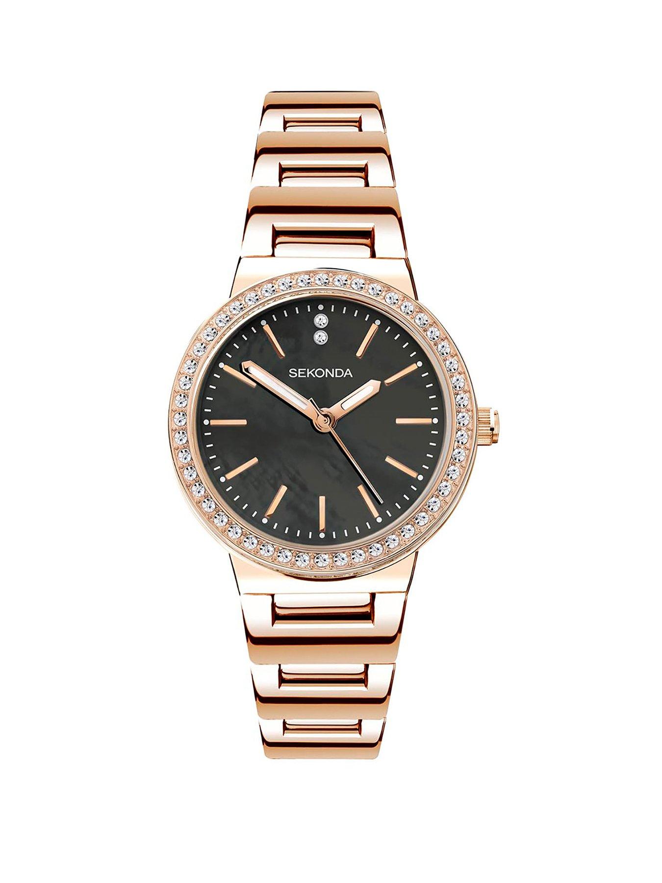 Product photograph of Sekonda Ladies Rose Gold Alloy Bracelet With Grey Dial Watch from very.co.uk