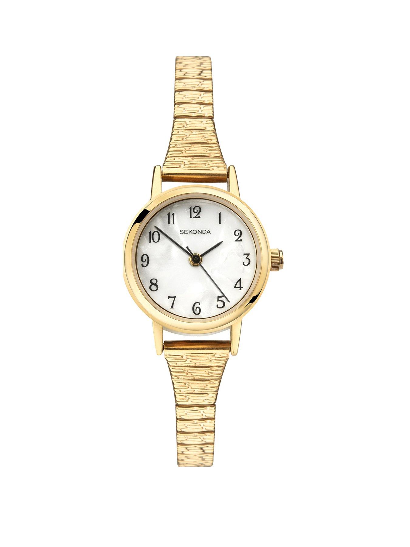 Product photograph of Sekonda Ladies Connolly Gold Stainless Steel Bracelet With White Dial Watch from very.co.uk