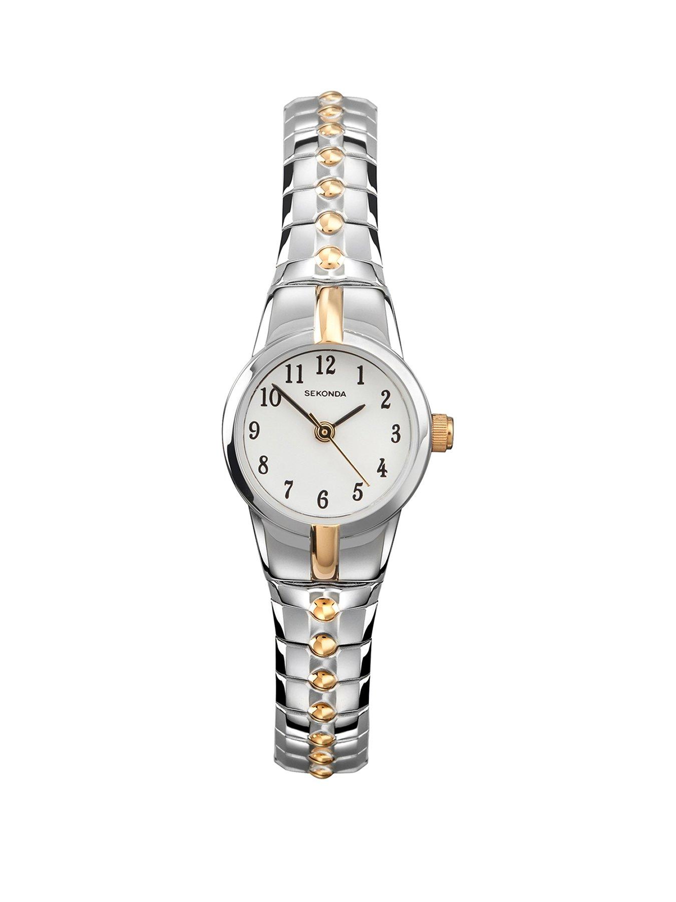 Product photograph of Sekonda Ladies Easy Reader Two Tone Stainless Steel Bracelet With White Dial Watch from very.co.uk