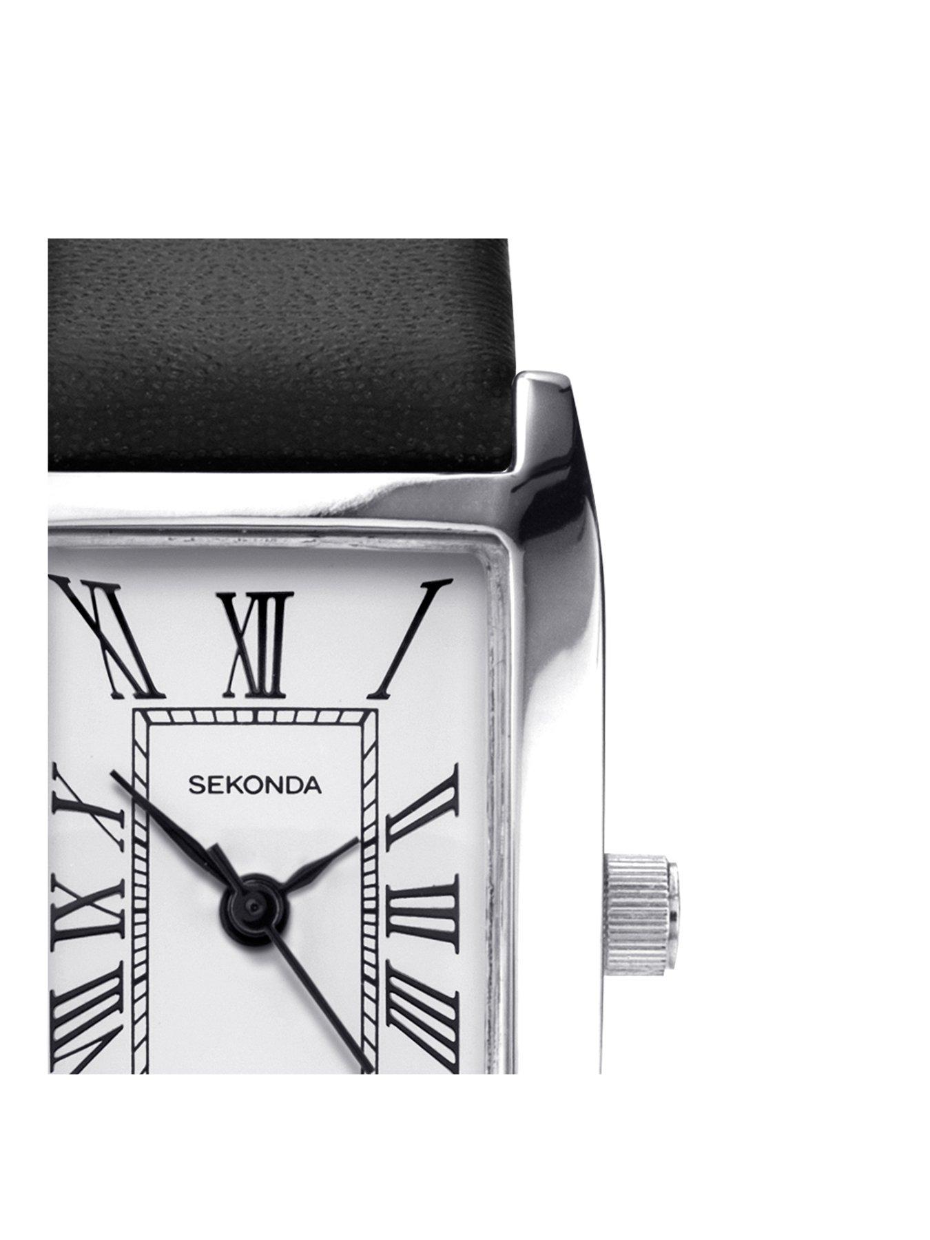 Sekonda Ladies Black Leather Strap with White Dial Watch very.co.uk