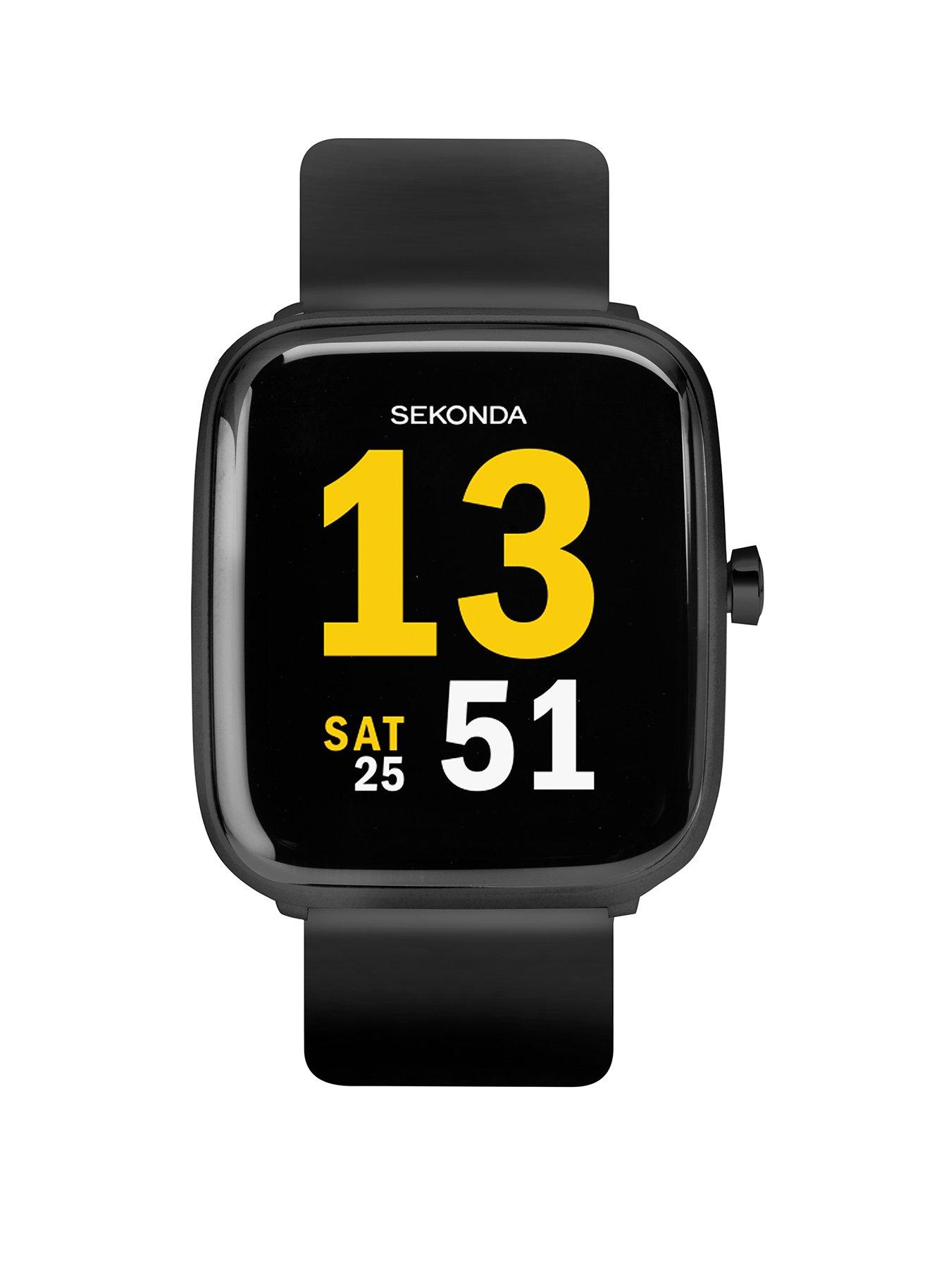Product photograph of Sekonda Mens Motion Smart Watch - Black Silicone Strap With Black Dial from very.co.uk
