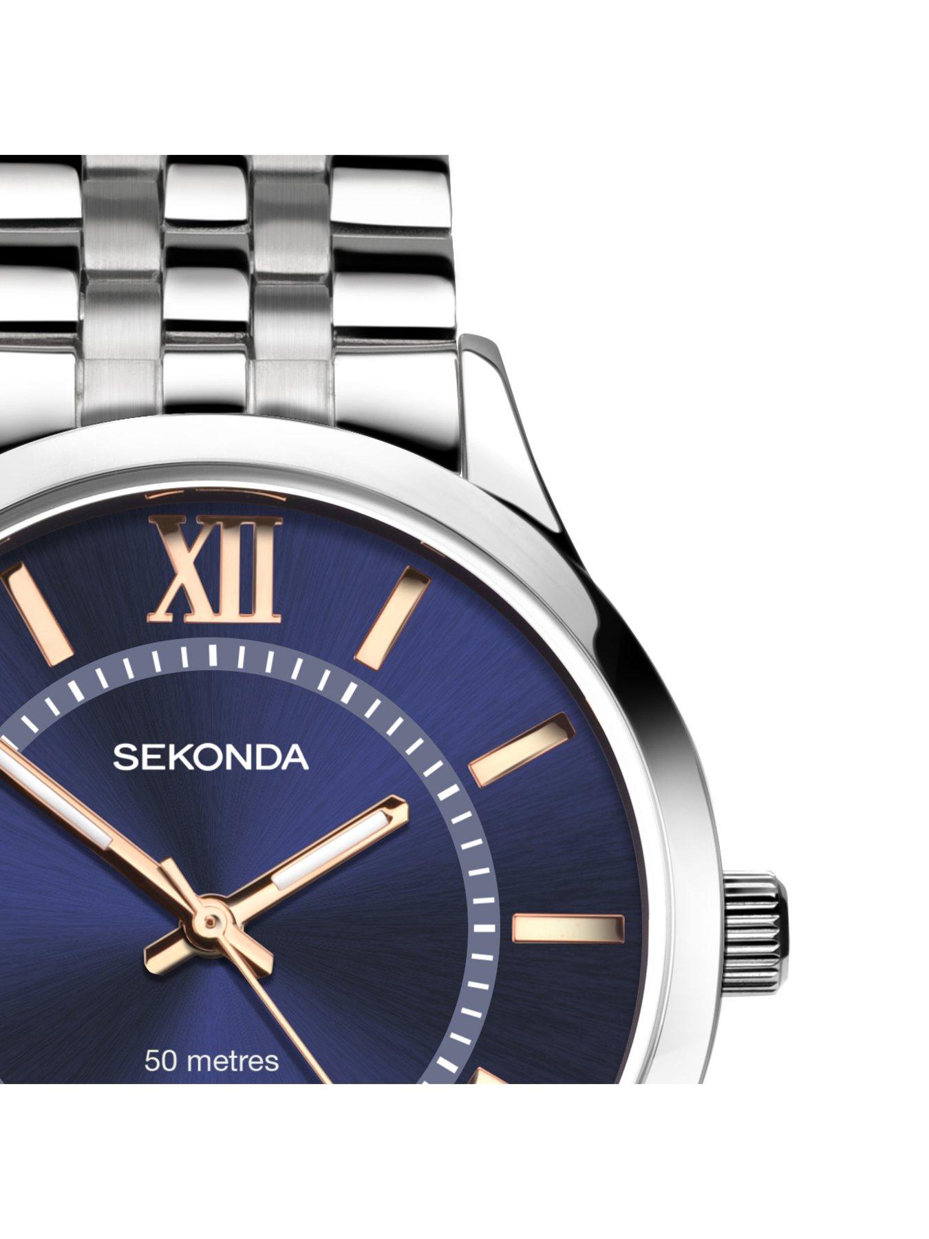 Image 3 of 6 of Sekonda Men's Silver Stainless Steel Bracelet with Blue Dial Watch