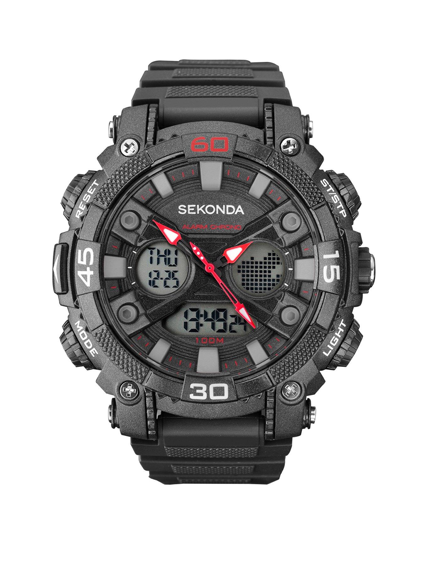 Product photograph of Sekonda Men S Digital Black Plastic Strap With Black Dial Watch from very.co.uk