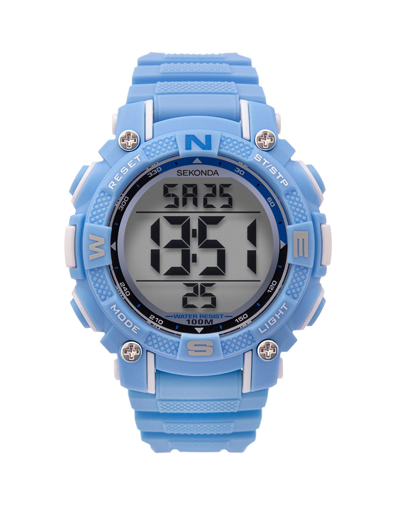 Men s Digital Blue Plastic Strap with Blue Dial Watch