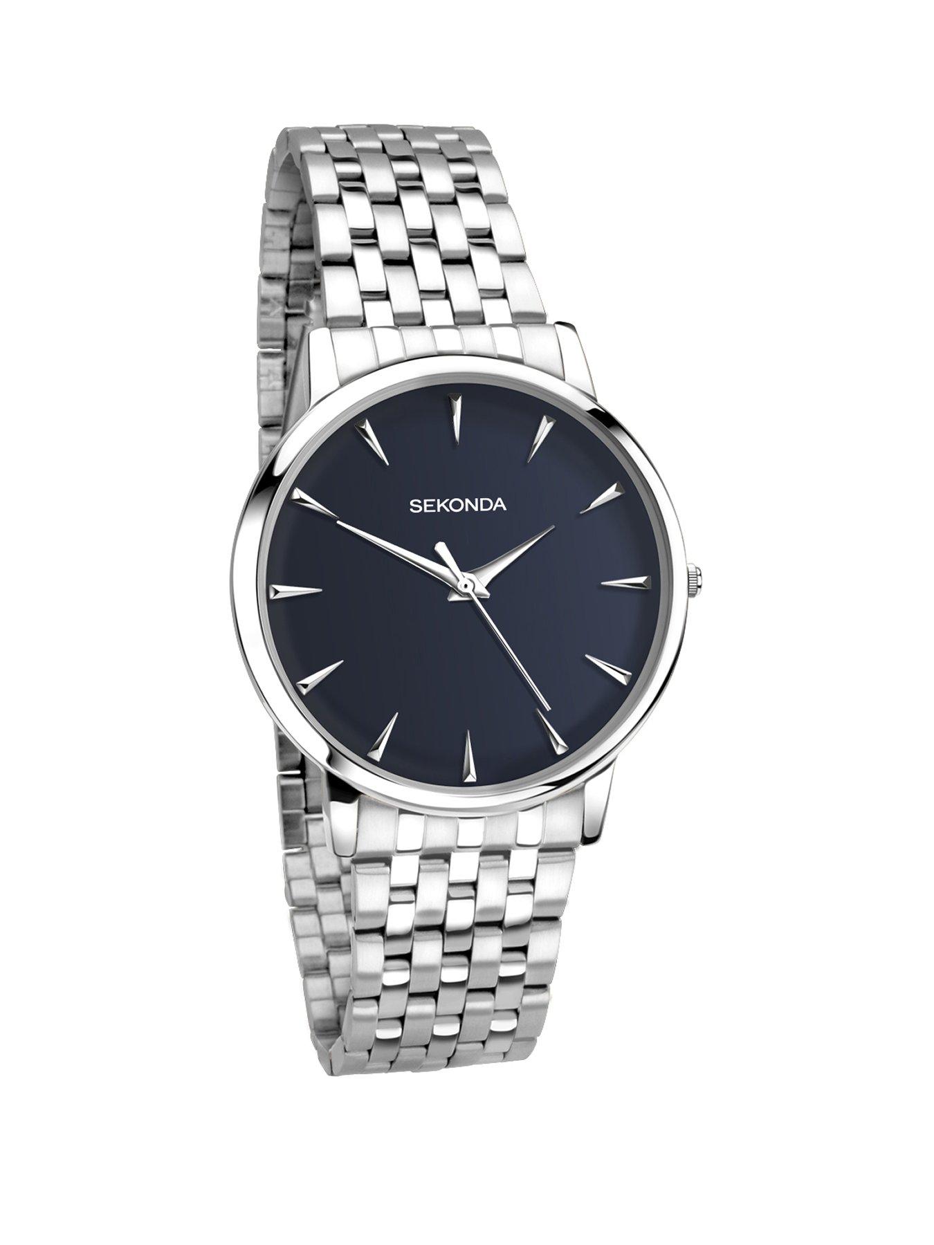 Sekonda Men's Silver Stainless Steel Bracelet with Blue Dial Watch ...