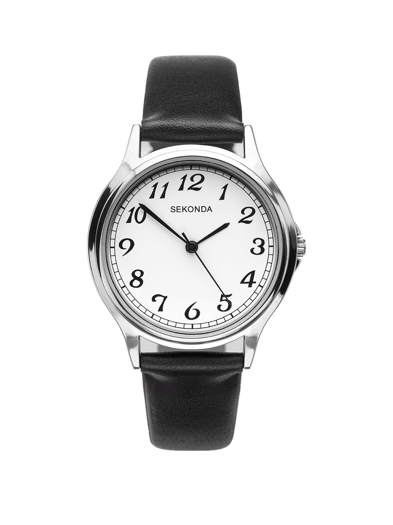 Product photograph of Sekonda Men S Easy Reader Black Polyurethane Strap With White Dial Watch from very.co.uk