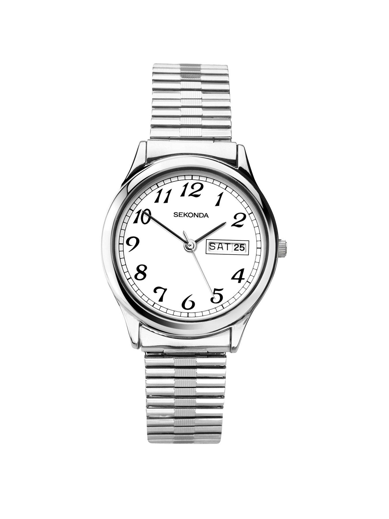 Product photograph of Sekonda Men S Easy Reader Silver Stainless Steel Bracelet With White Dial Watch from very.co.uk