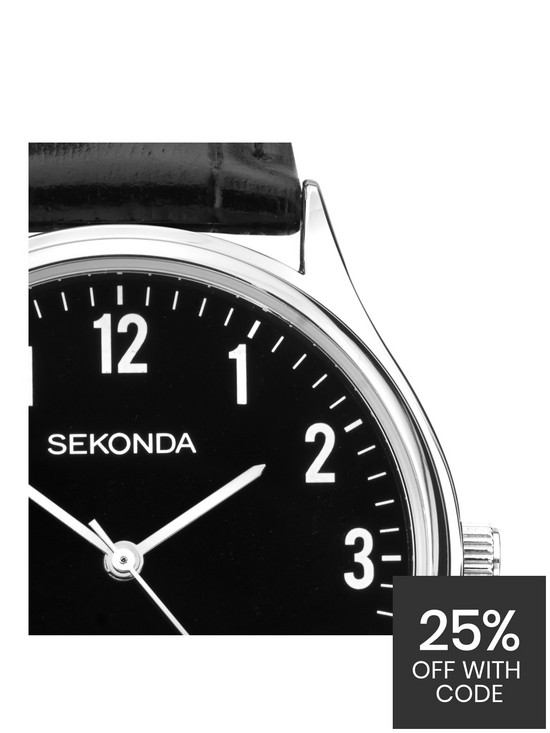stillFront image of sekonda-mens-easy-reader-black-leather-upper-strap-with-black-dial-watch