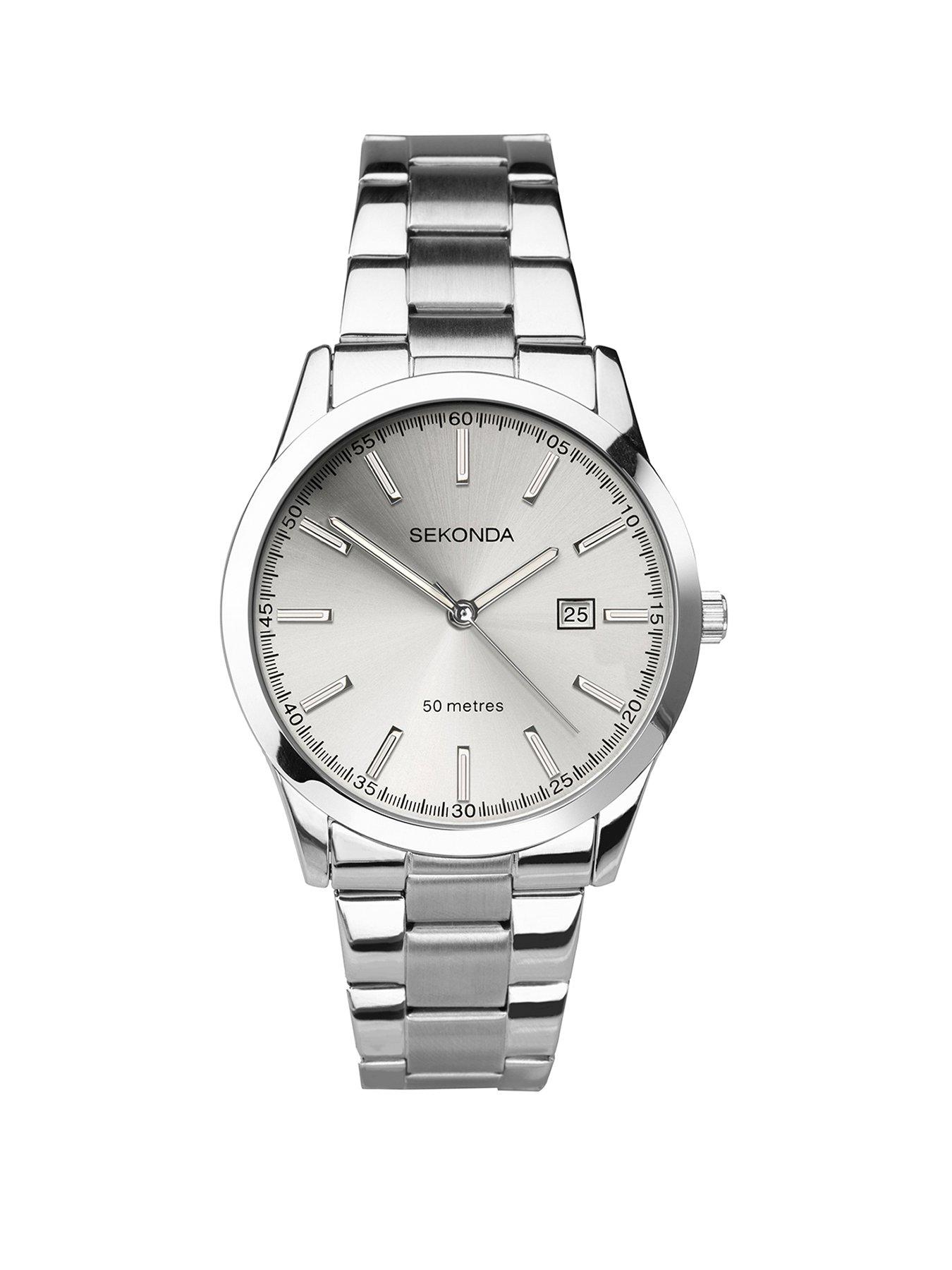 Product photograph of Sekonda Men S Taylor Silver Stainless Steel Bracelet With Silver Dial Watch from very.co.uk