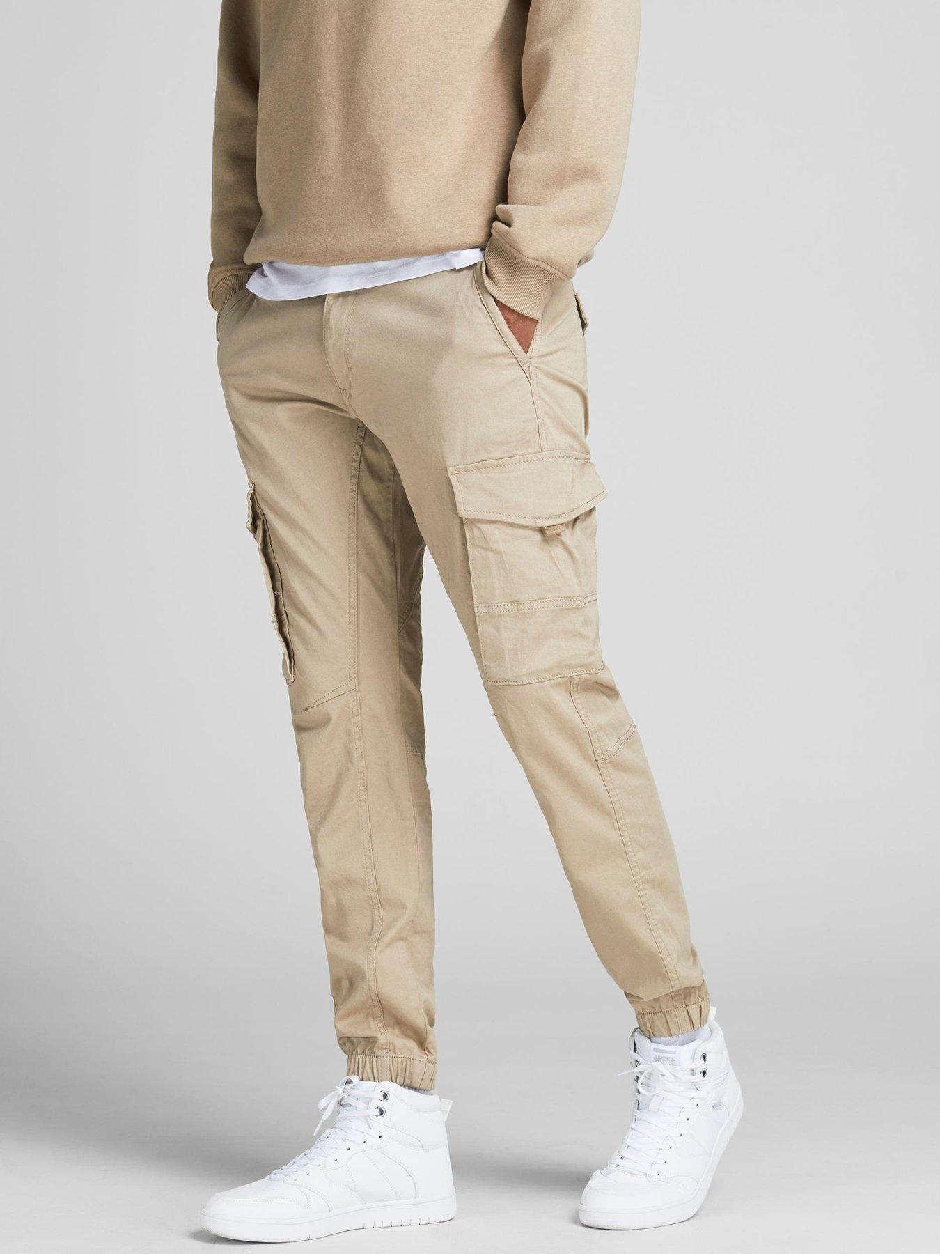 undefined Tapered Slim Fit Cuffed Cargo Pants - Beige