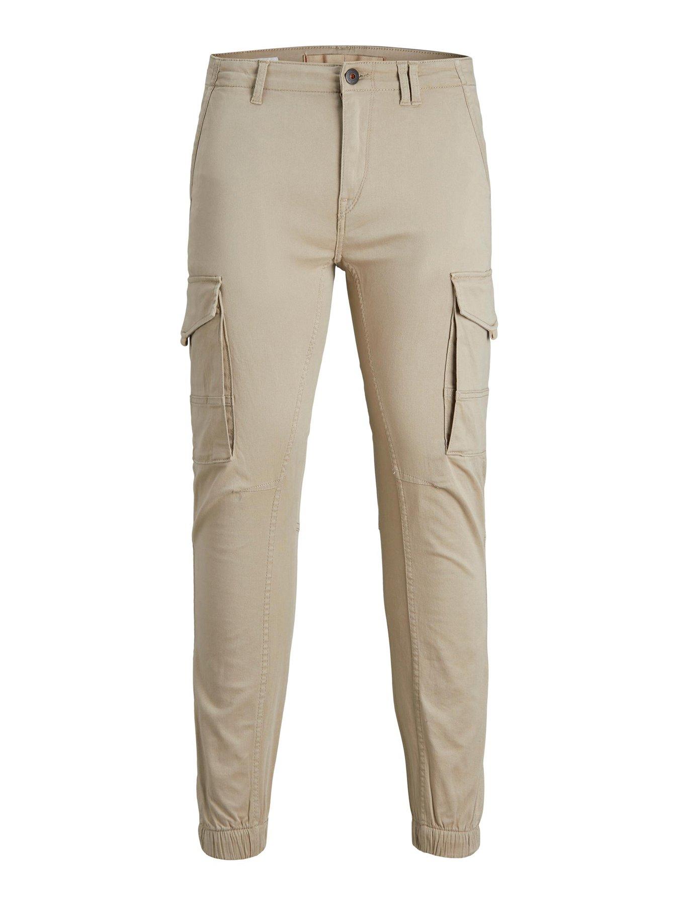 Image 5 of 5 of Jack & Jones Tapered Slim Fit Cuffed Cargo Pants - Beige
