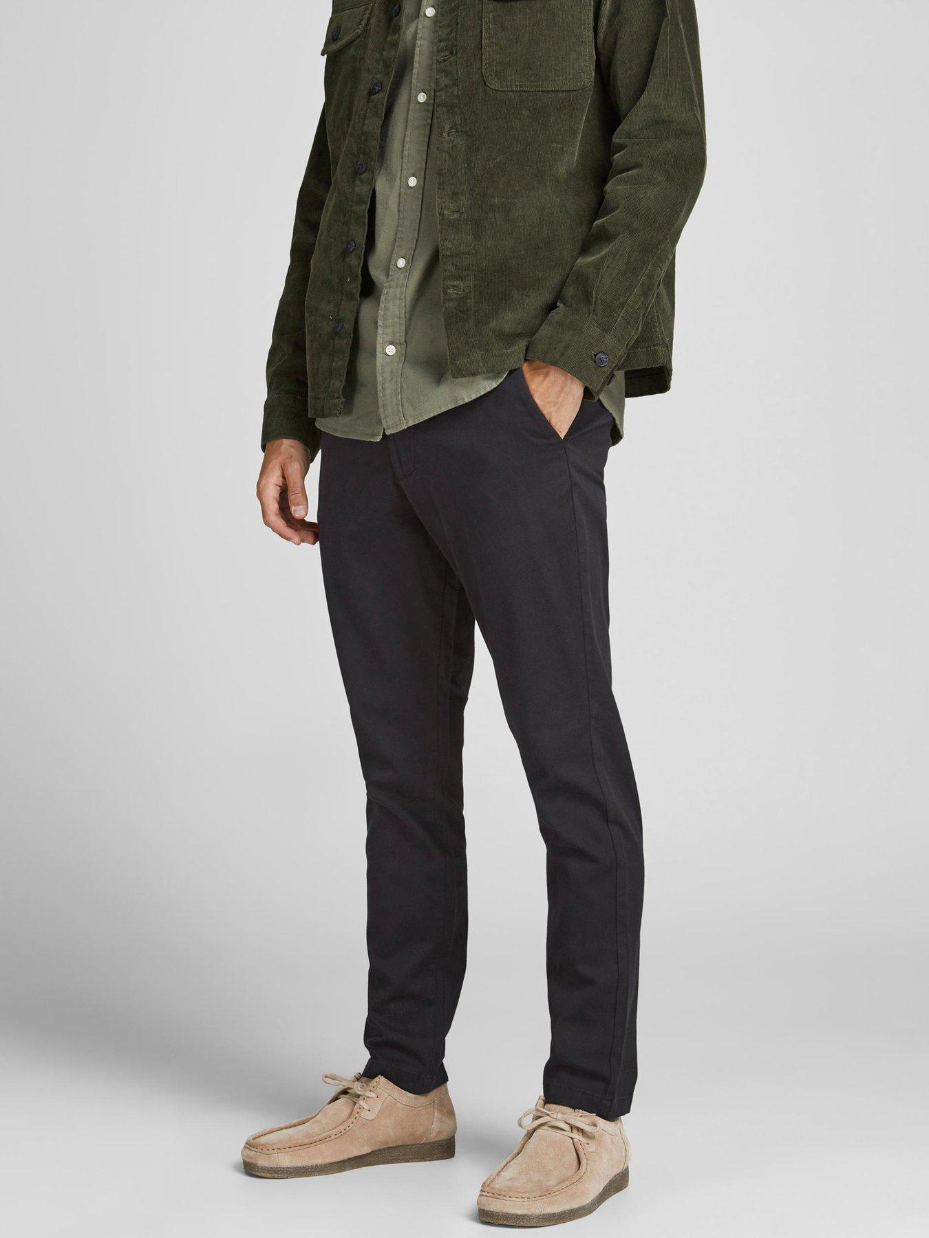 Jack & Jones Marco Slim Fit Chino Trousers, Black, Size 36, Length Regular, Men