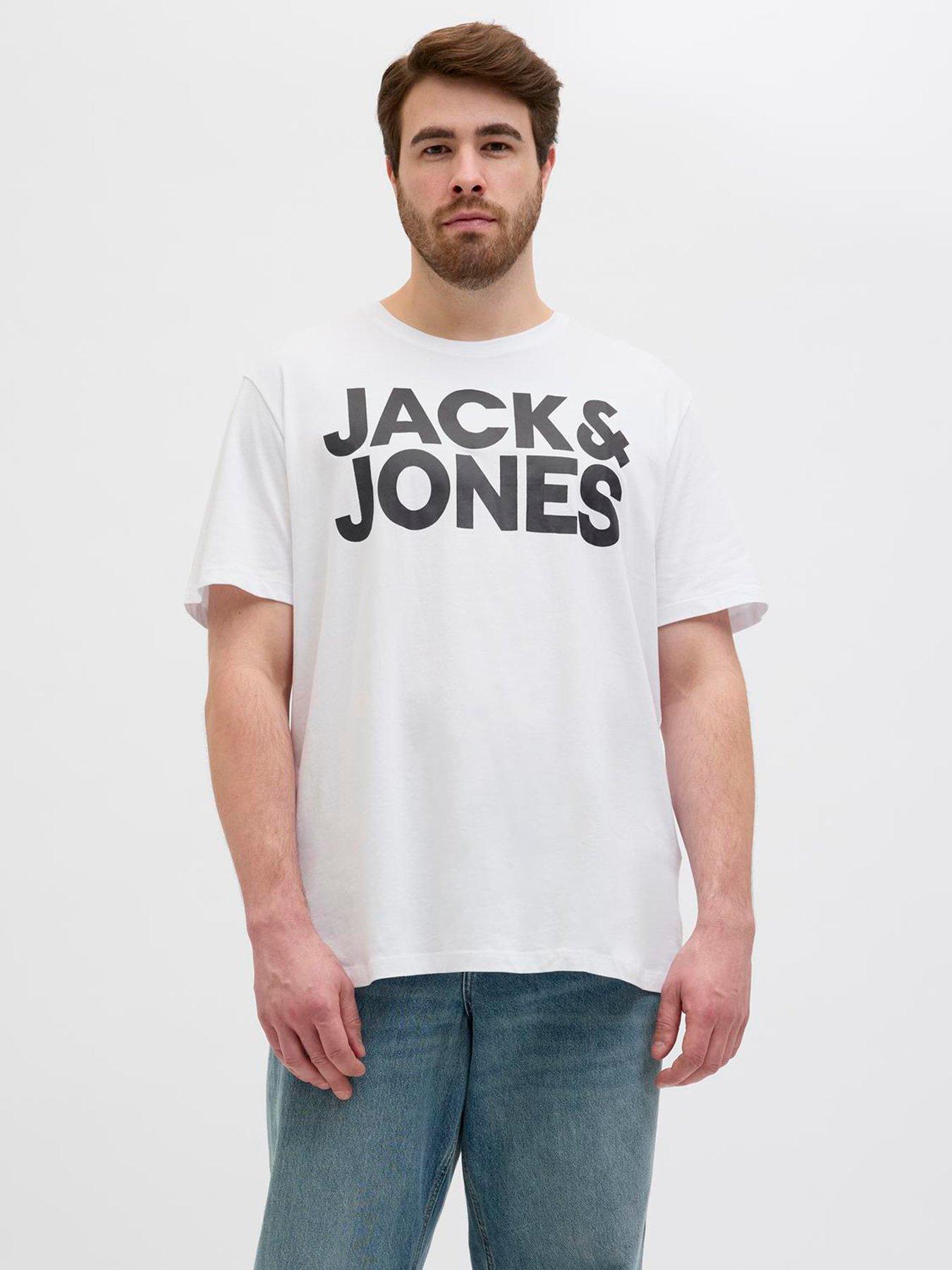 Jack & Jones PLUS Corp Logo T-Shirt, White, Size 3Xl, Men