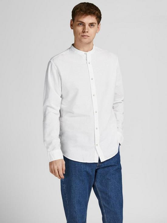 front image of jack-jones-summer-collarless-shirt-white