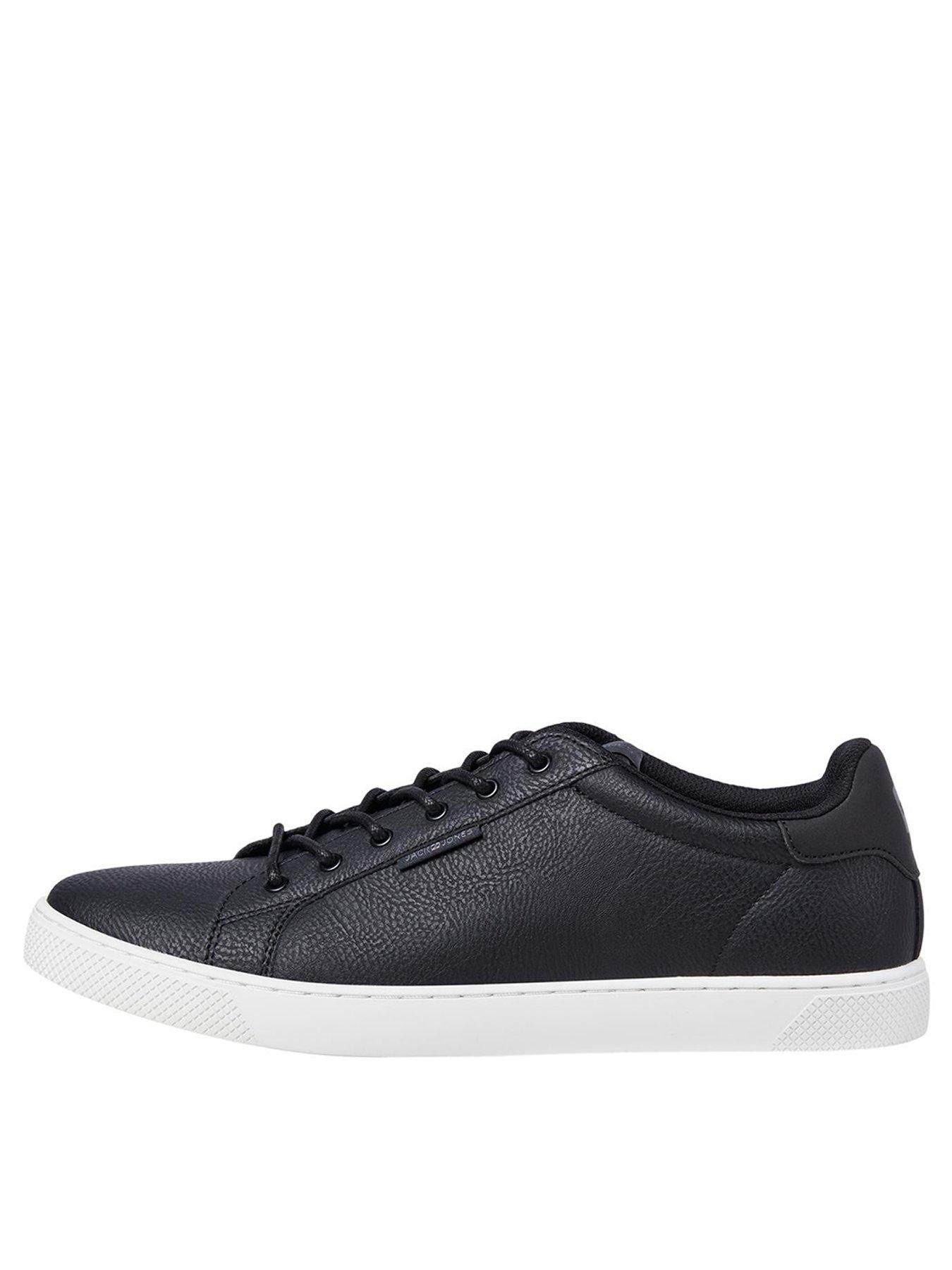 undefined Faux Leather Lace Up Trainers - Black