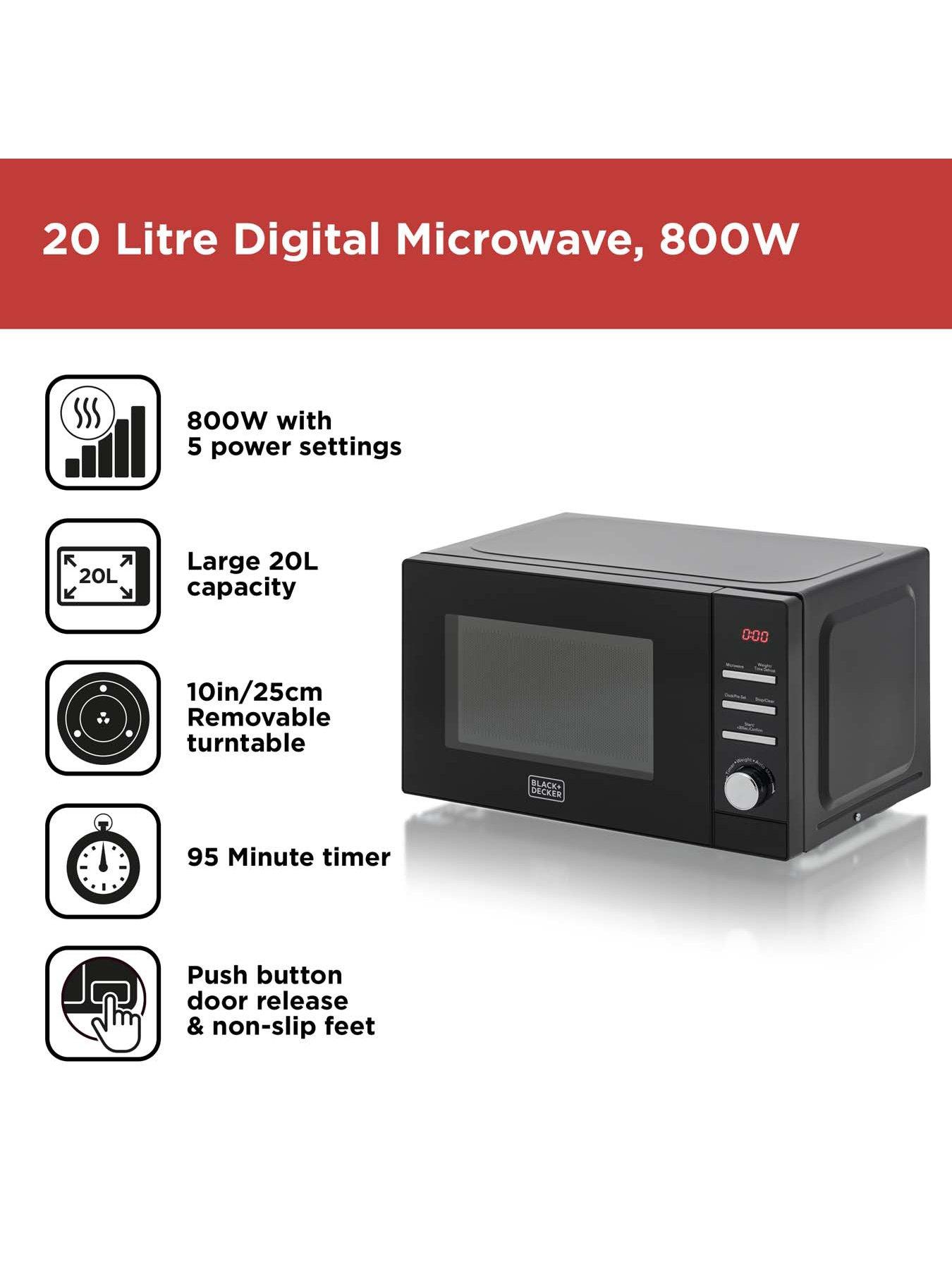 Black Decker 20 Litre Digital Microwave with Defrost Function