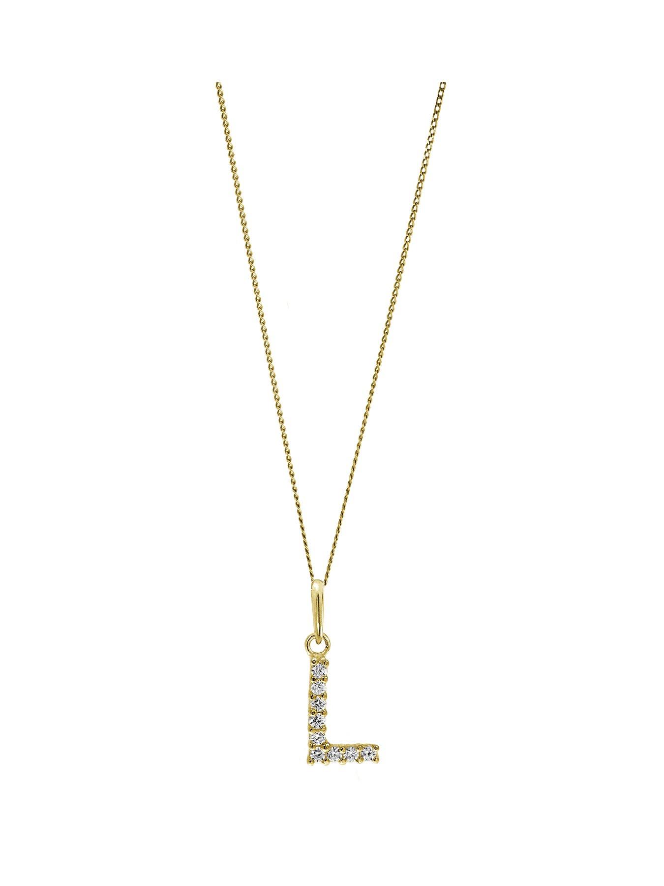 undefined 9ct Yellow Gold Cubic Zirconia Initial "A" Pendant Necklace