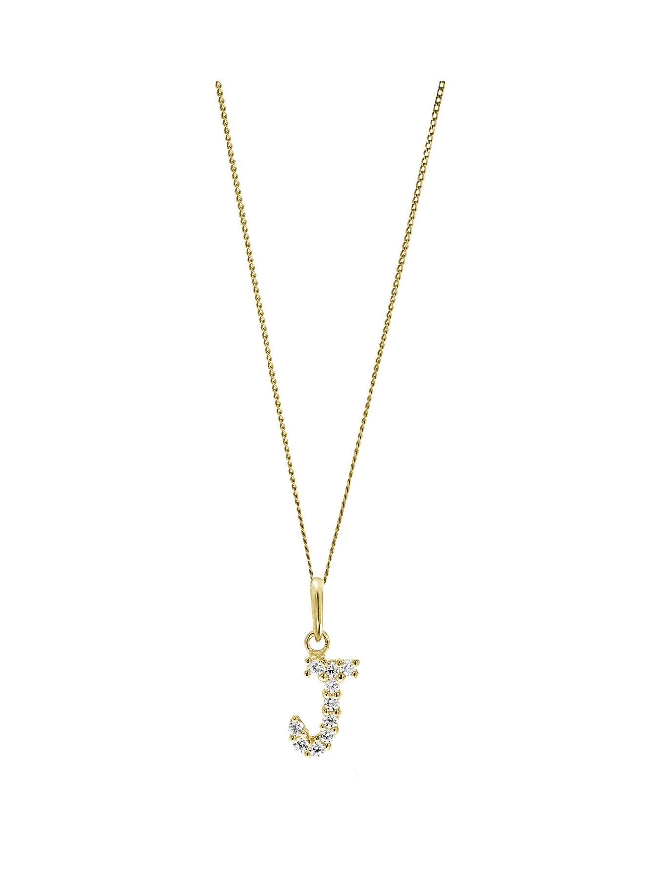 undefined 9ct Yellow Gold Cubic Zirconia Initial "A" Pendant Necklace