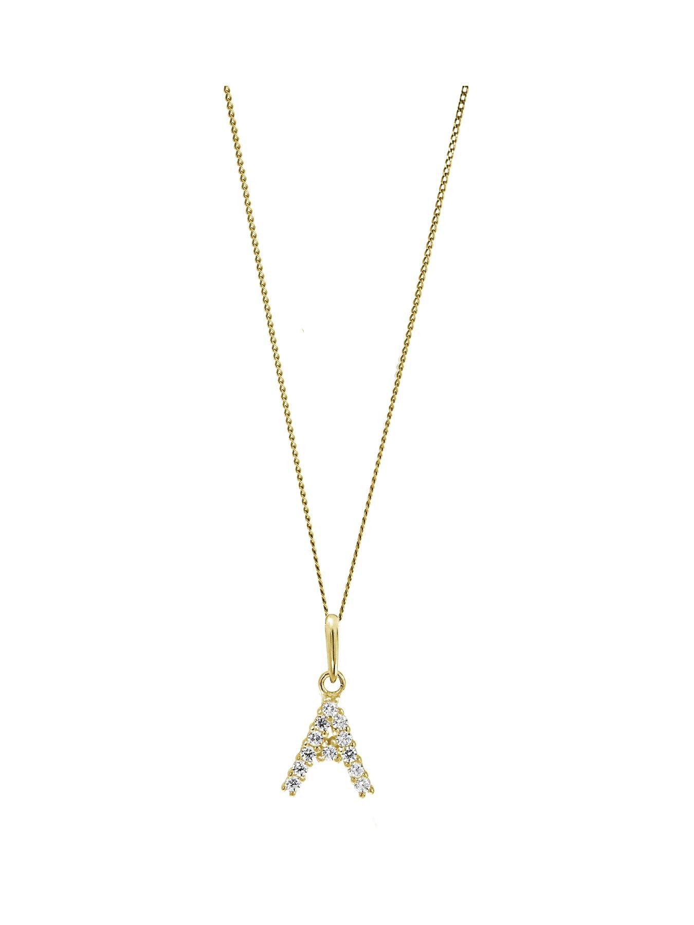 Product photograph of Love Gold 9ct Yellow Gold Cubic Zirconia Initial A Pendant Necklace from very.co.uk