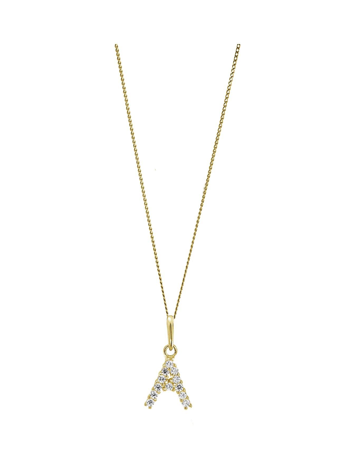 Product photograph of The Love Collection 9ct Yellow Gold Cubic Zirconia Initial A Pendant Necklace from very.co.uk