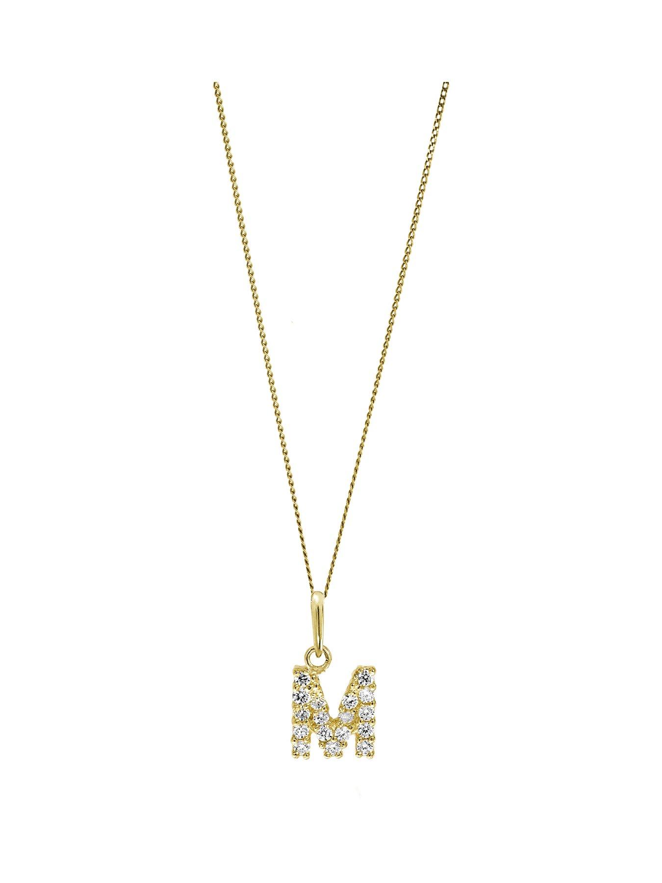 undefined 9ct Yellow Gold Cubic Zirconia Initial "A" Pendant Necklace