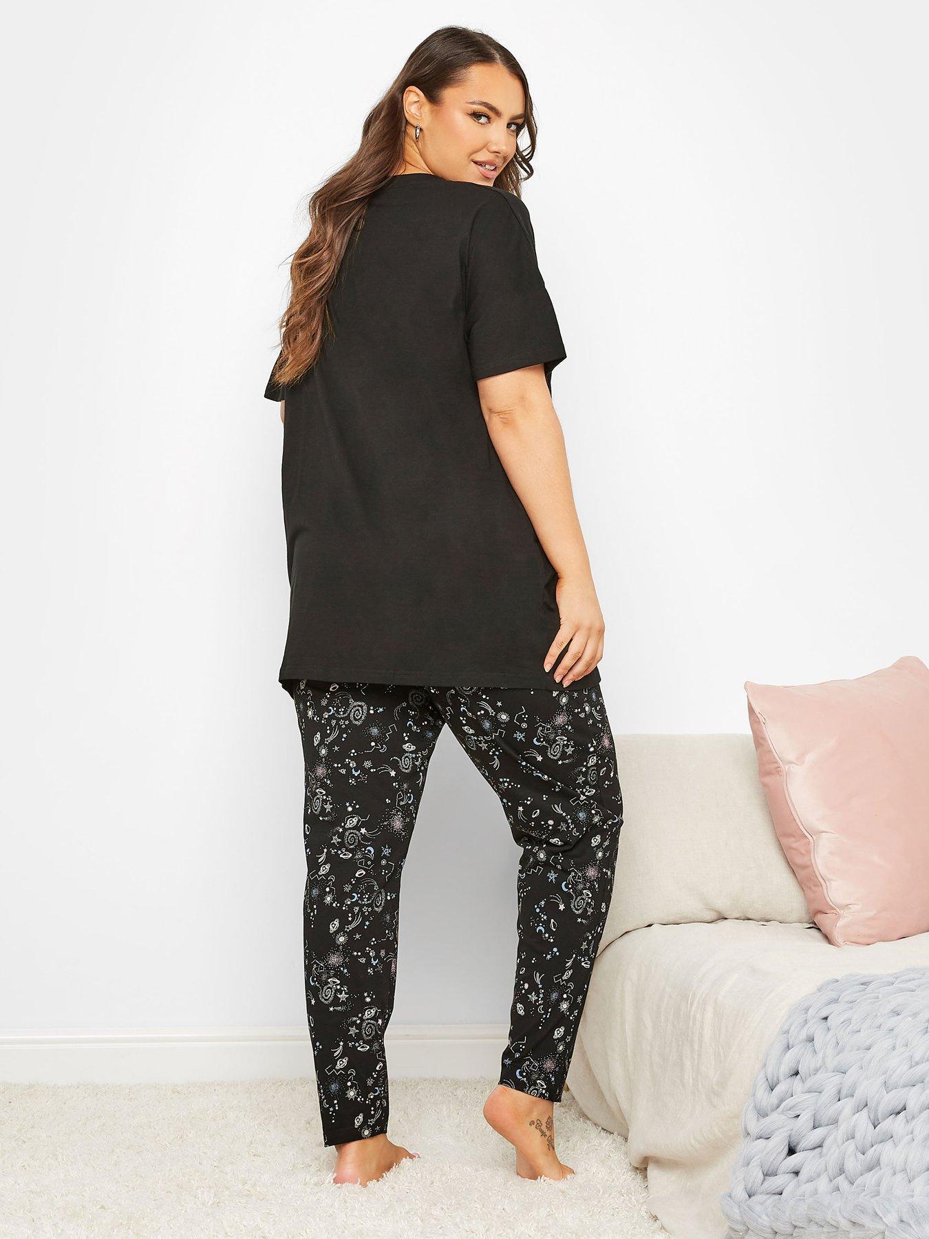 Yours Need My Space Short Sleeve Tapered Pj Set - Black