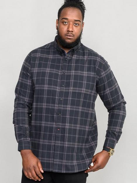d555-harwich-flannel-check-shirt-with-button-down-collar-black