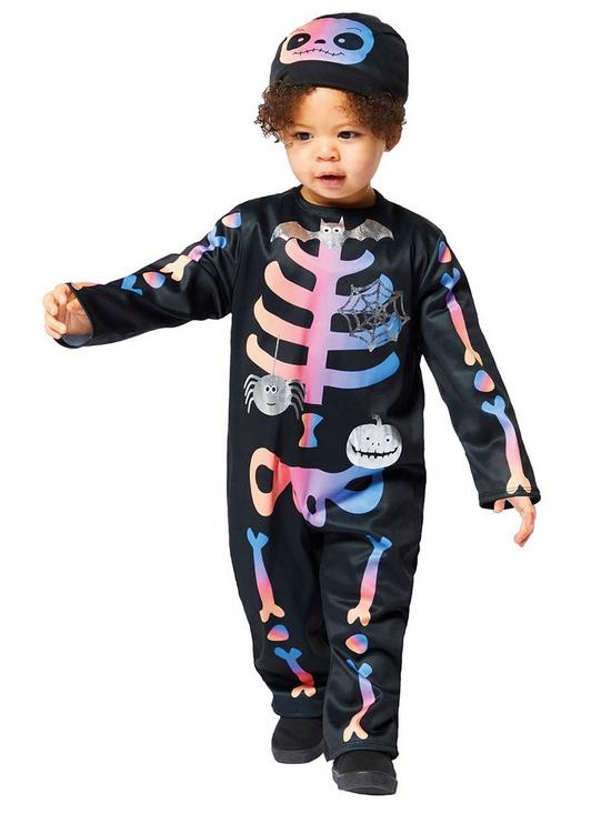 front image of halloween-toddler-ombre-skeleton-costume