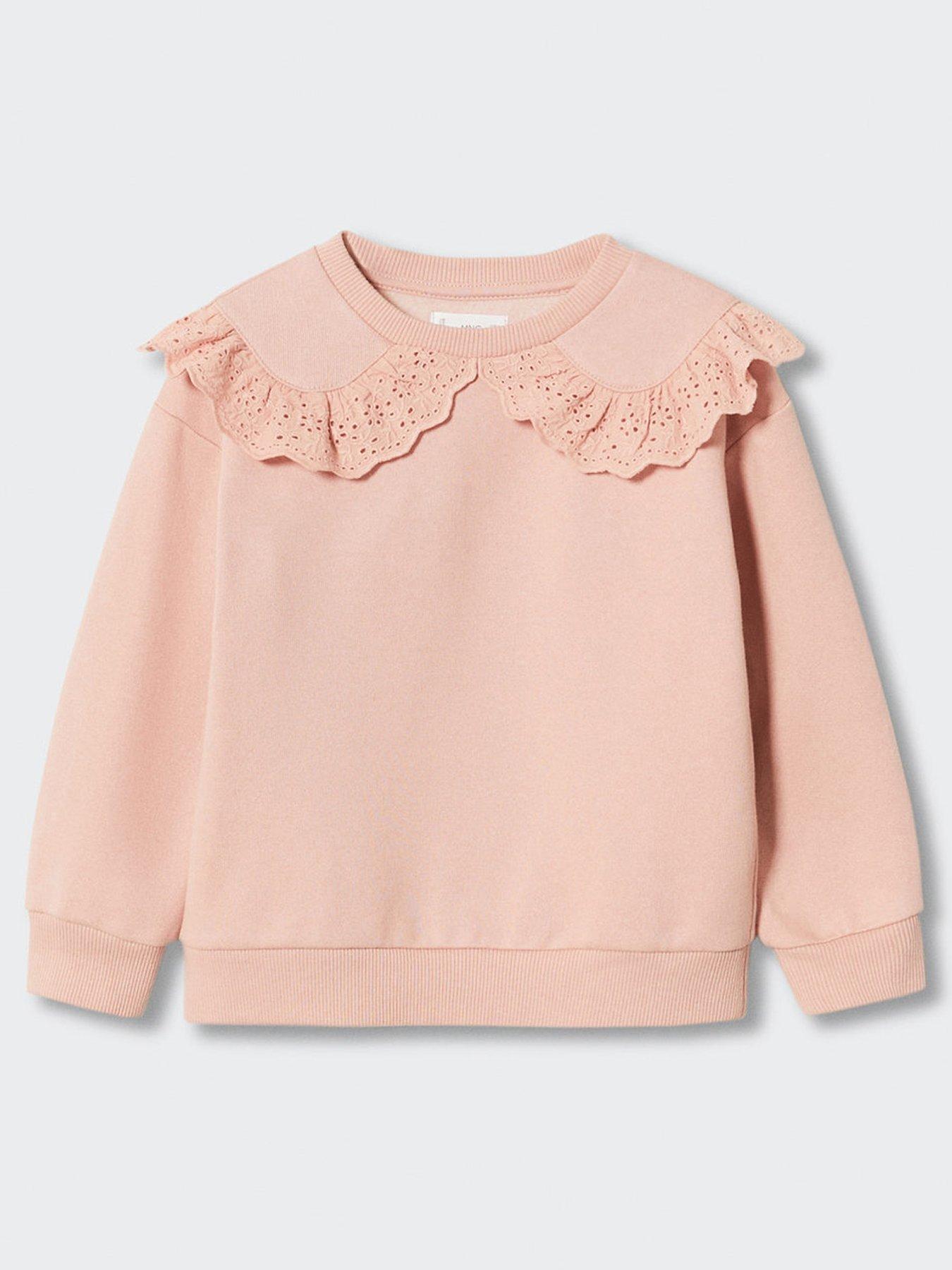 Mango Baby Girls Lace Collar Sweat Pink very.co.uk