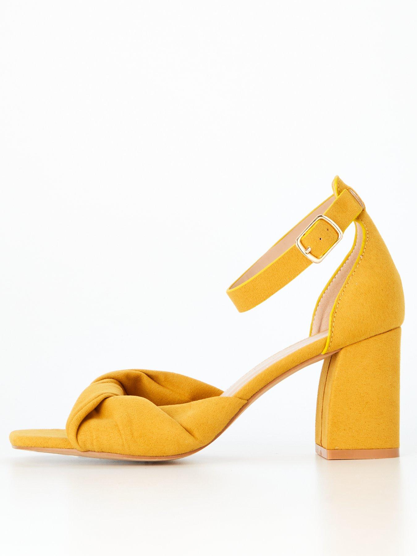 Mustard block 2025 heel sandals