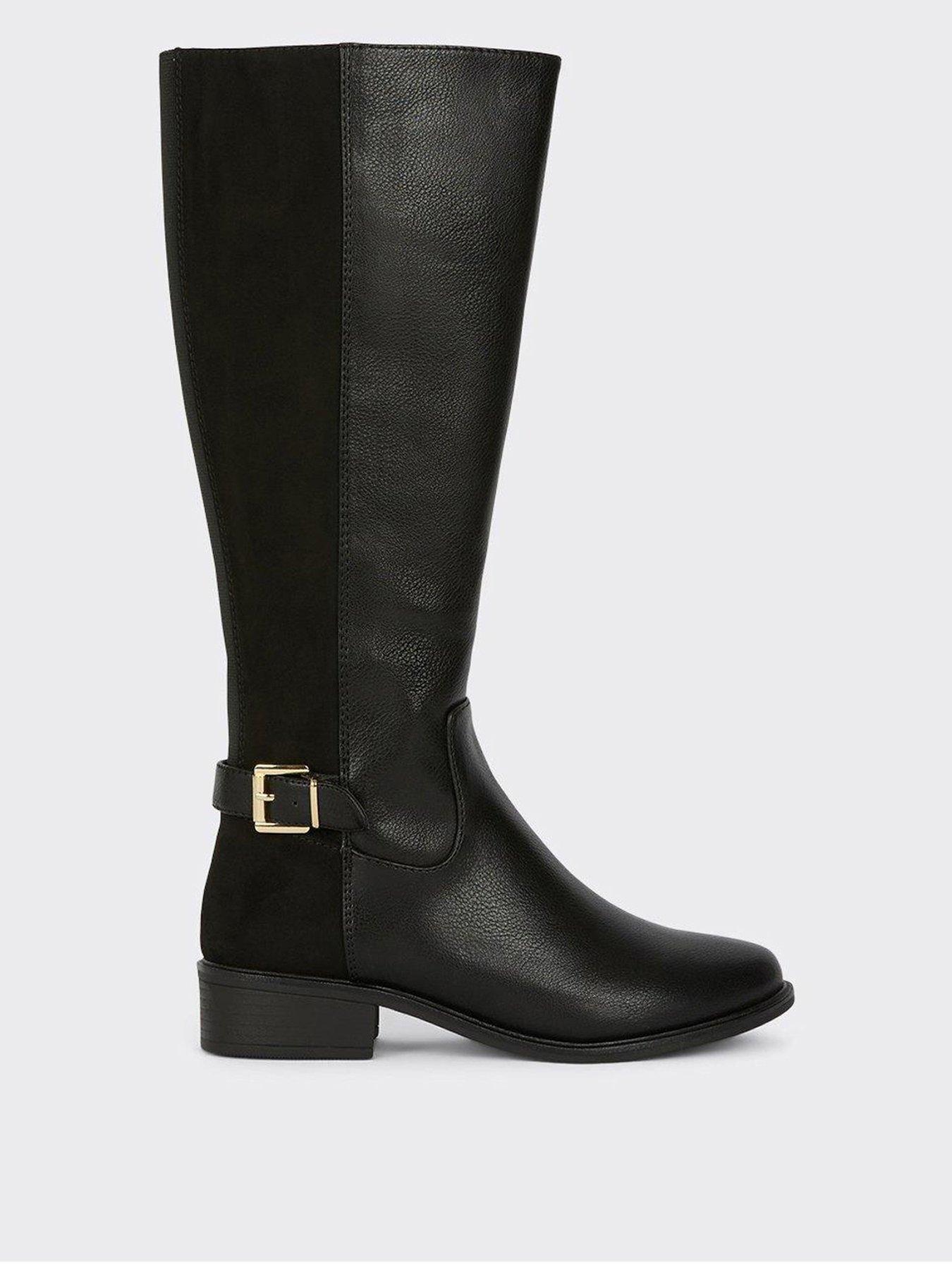 Dorothy Perkins Wide Fit Buckle Riding Boot Black very.co.uk