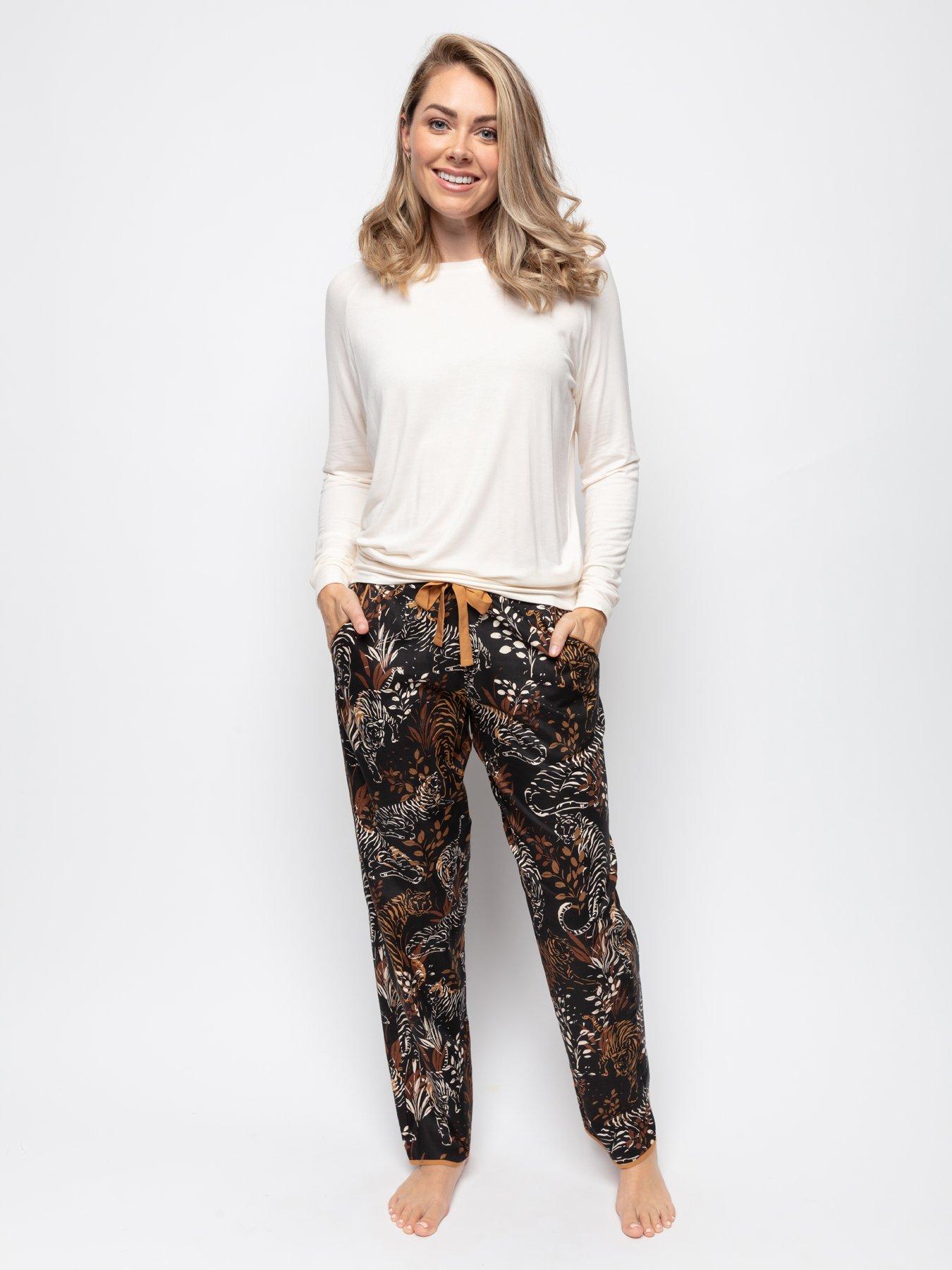 Cyberjammies Alisha Tiger Print Pant And Slouch Top - Black/Cream