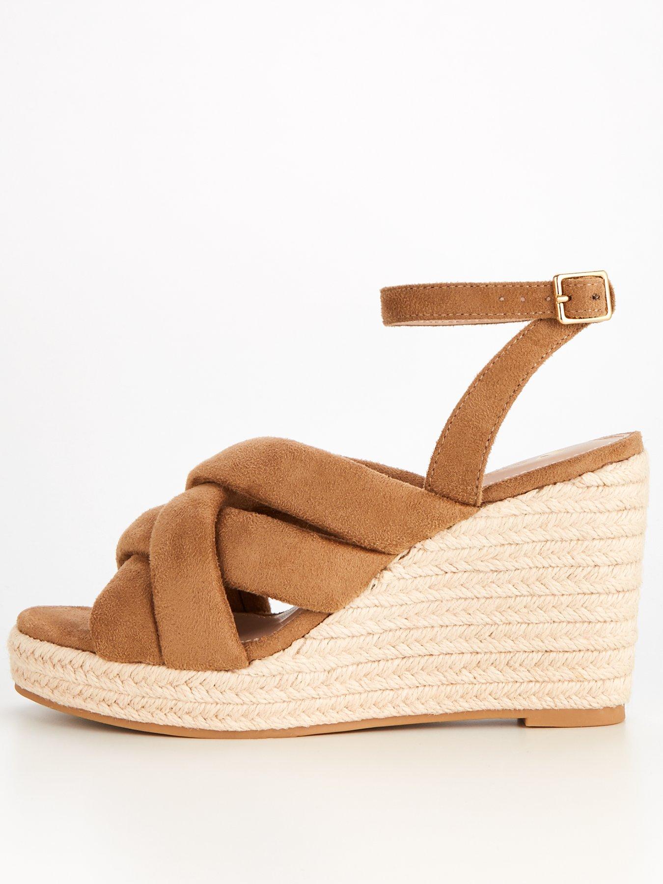 V by Very Strappy Wedge Sandal - Black