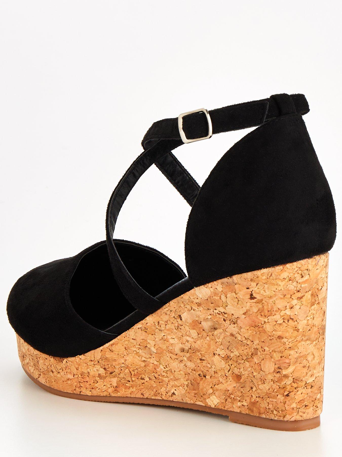 All black hot sale closed toe wedges