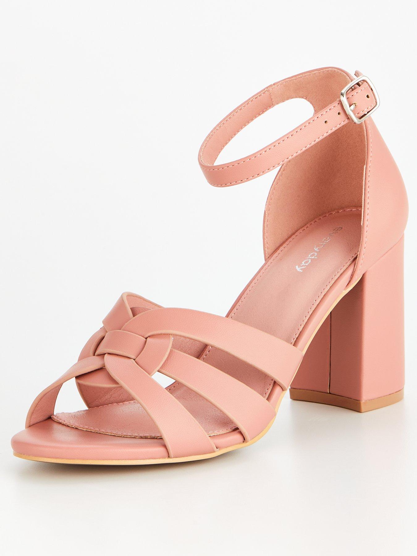 Pink block shop heel sandals uk