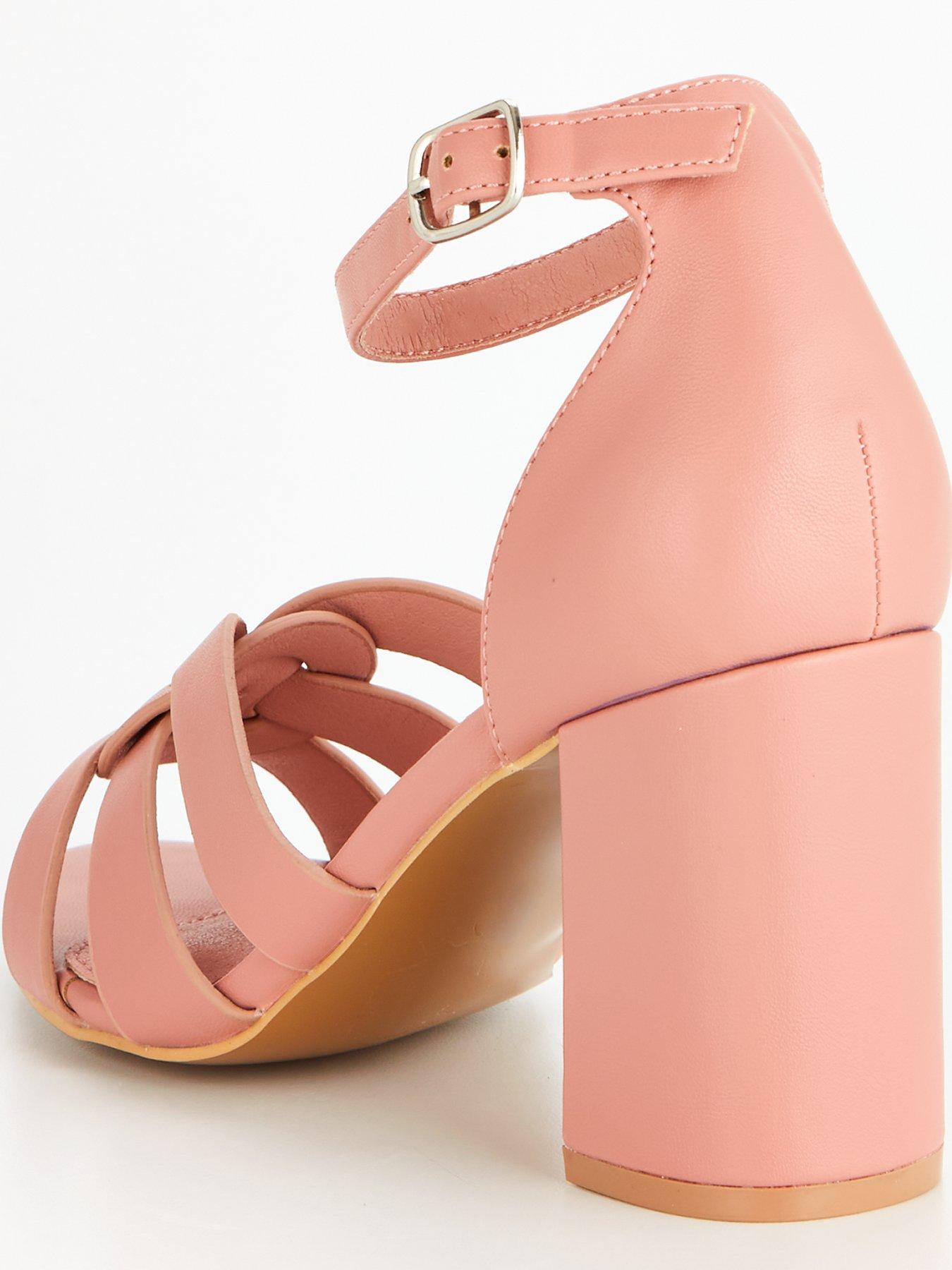 Light pink block heel sandals sale