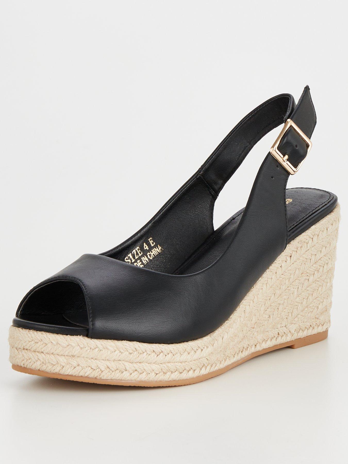 Black slingback wedge sales sandals