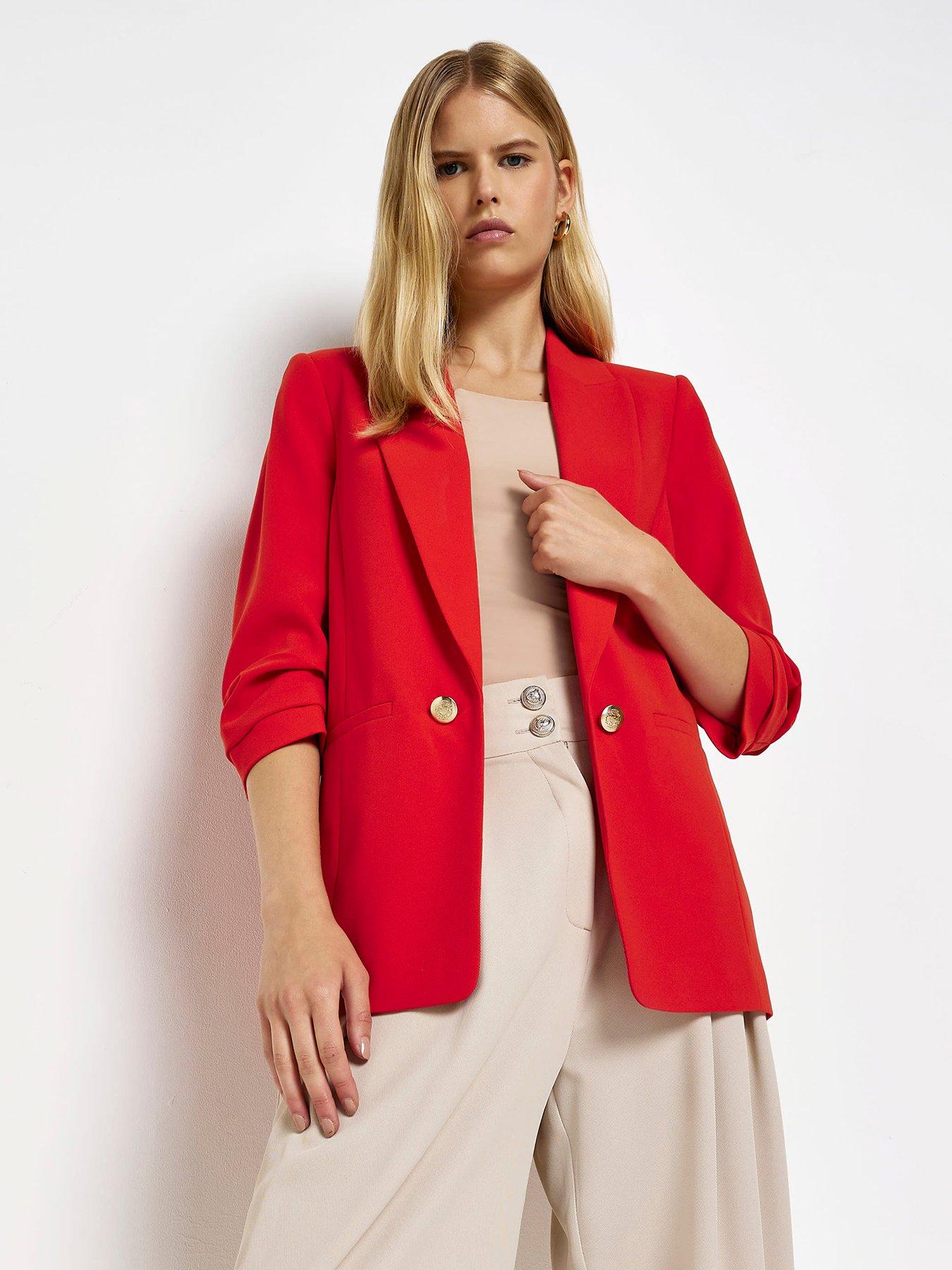 discount 64% Zara blazer WOMEN FASHION Jackets Blazer Bomber Red S 