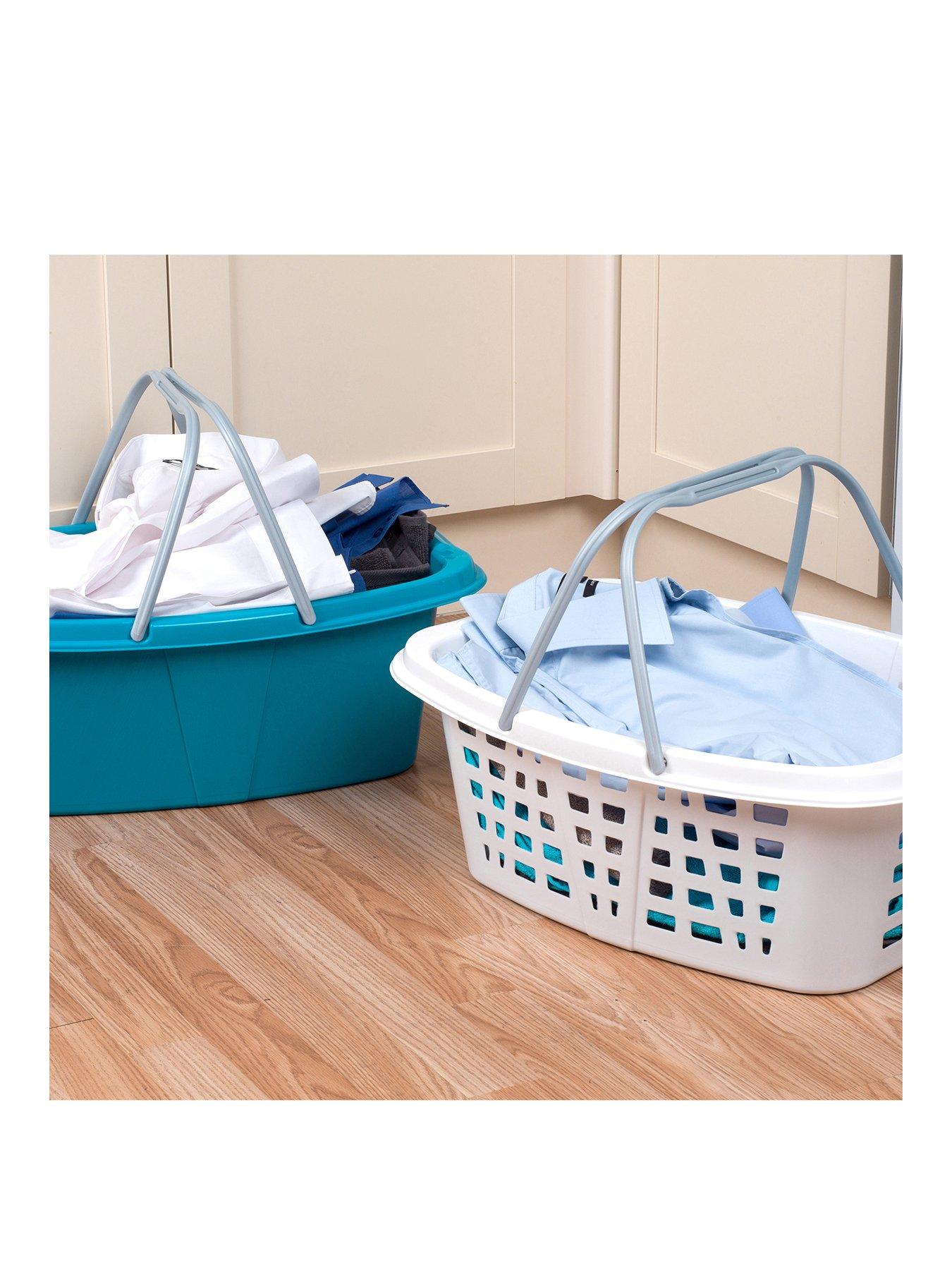 Set Of 2 Carry Handle 26l Plastic Laundry Baskets