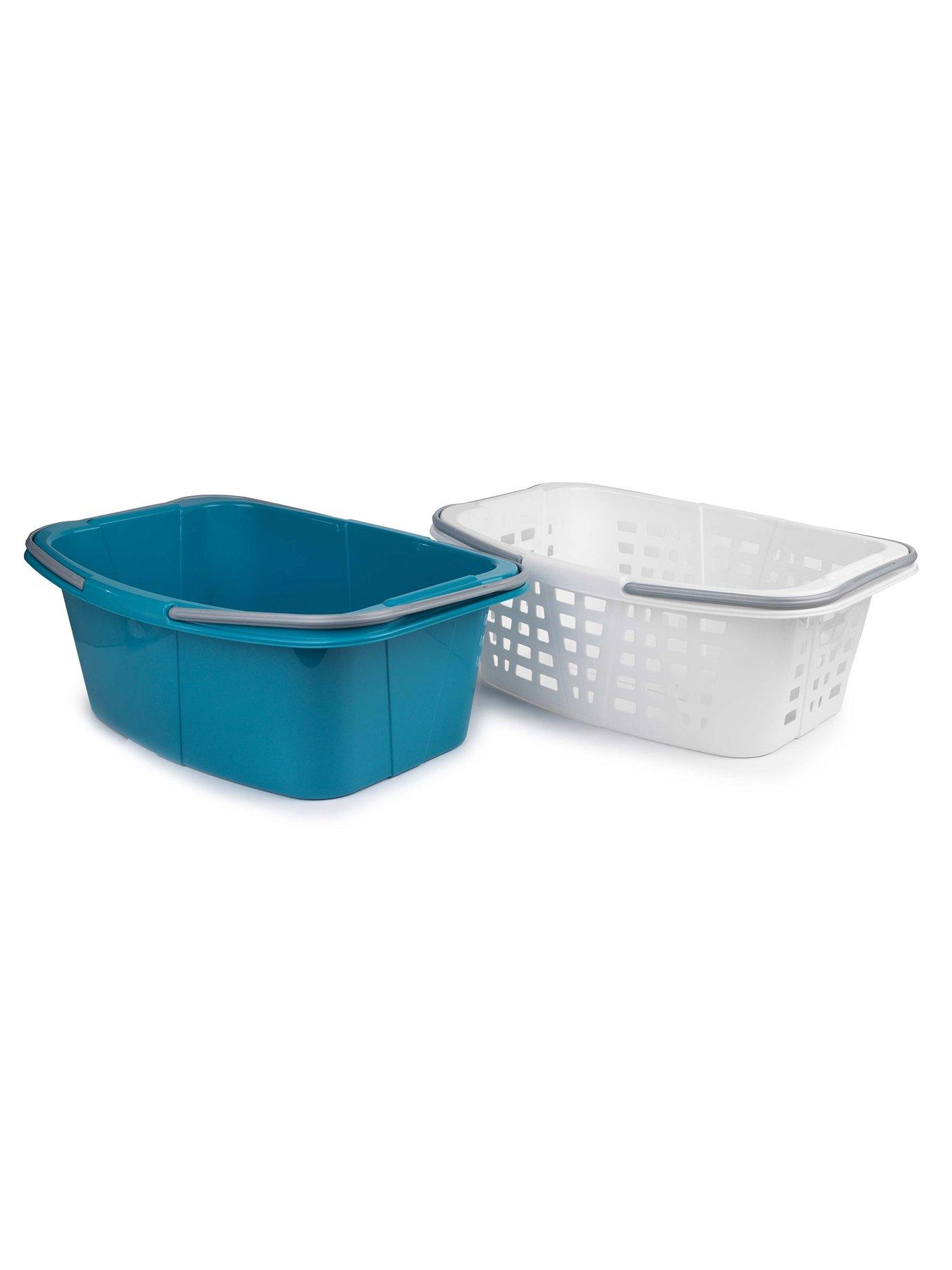 Set Of 2 Carry Handle 26l Plastic Laundry Baskets