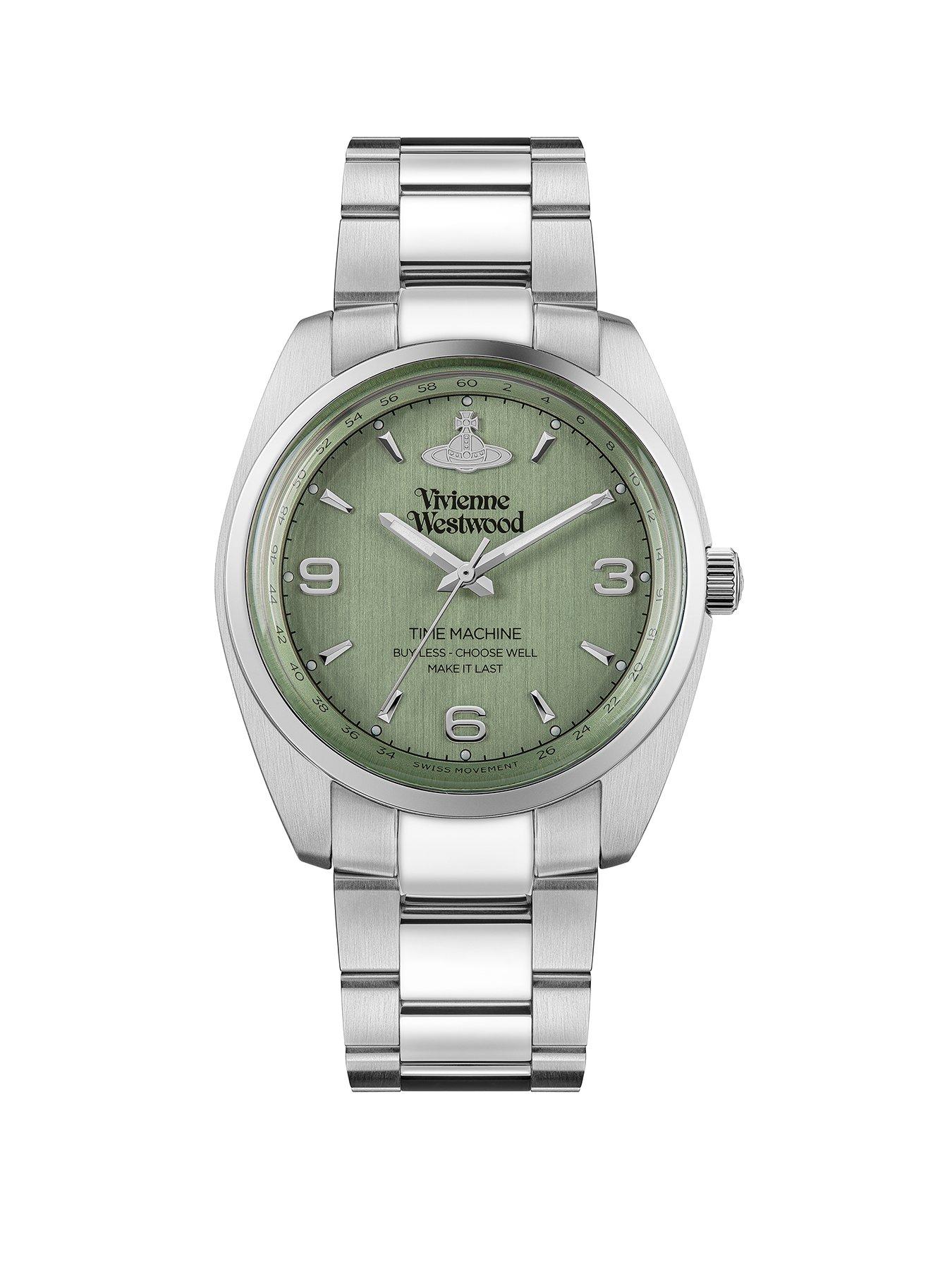 Image 1 of 5 of Vivienne Westwood Pennington Unisex Quartz Watch with Green Dial & Silver Stainless Steel Bracelet