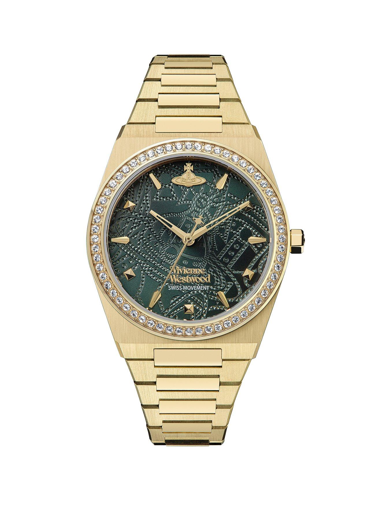 Vivienne Westwood Charterhouse Ladies Quartz Watch with Green Dial & Stainless Steel Gold Bracelet