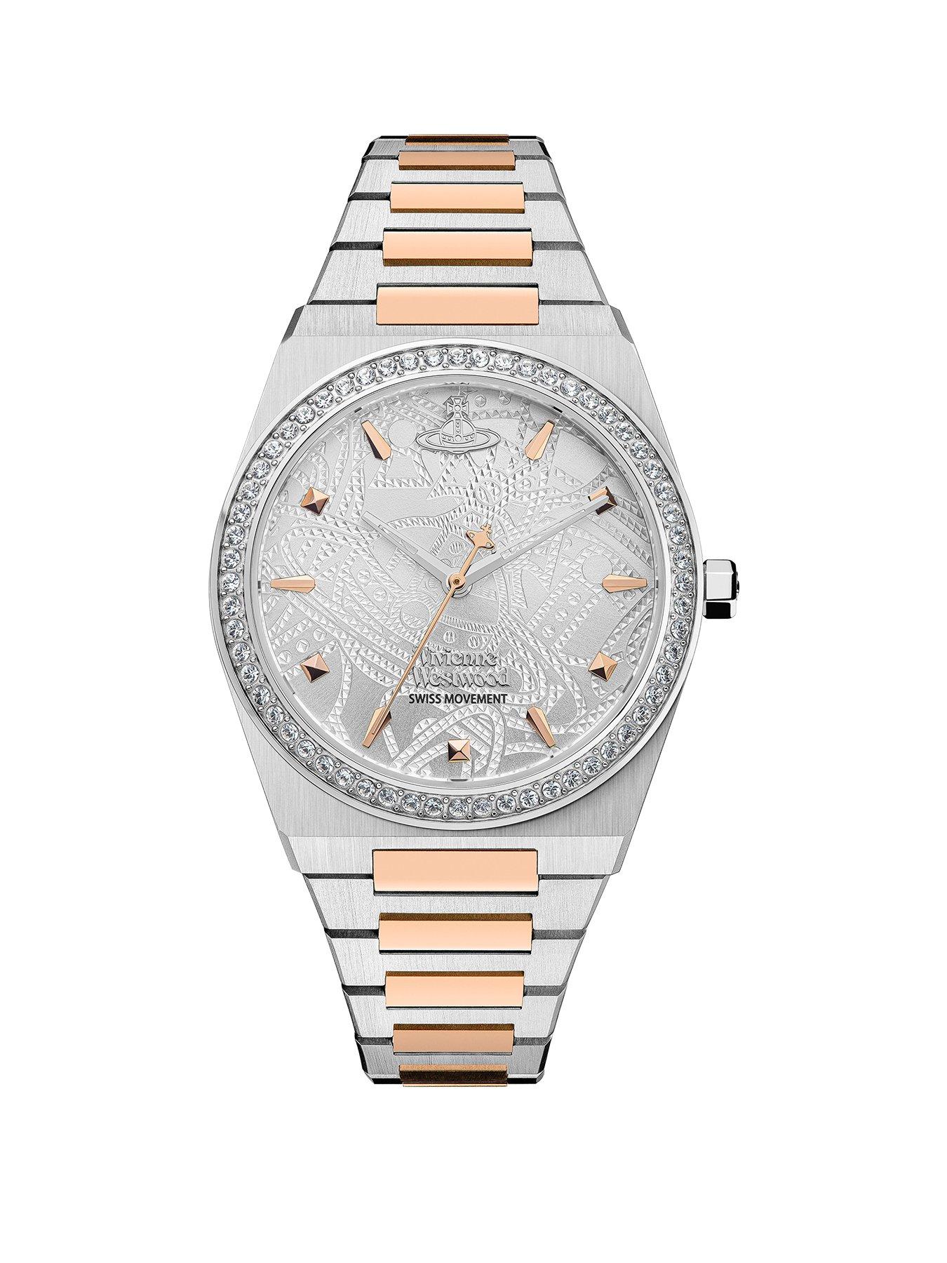 Product photograph of Vivienne Westwood Charterhouse Ladies Quartz Watch With Silver Dial Stainless Steel Two Tone Bracelet from very.co.uk