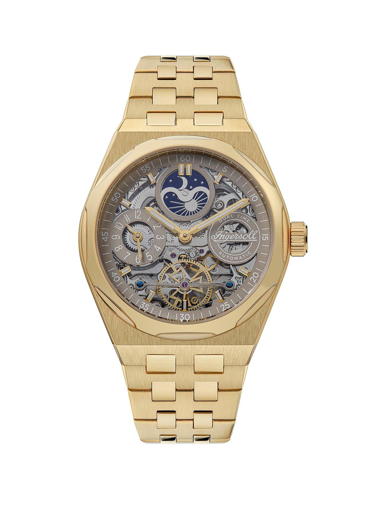 Ingersoll The Broadway Automatic Mens Watch with Pale Brown Dial and Stainless Steel Gold Bracelet - I12902