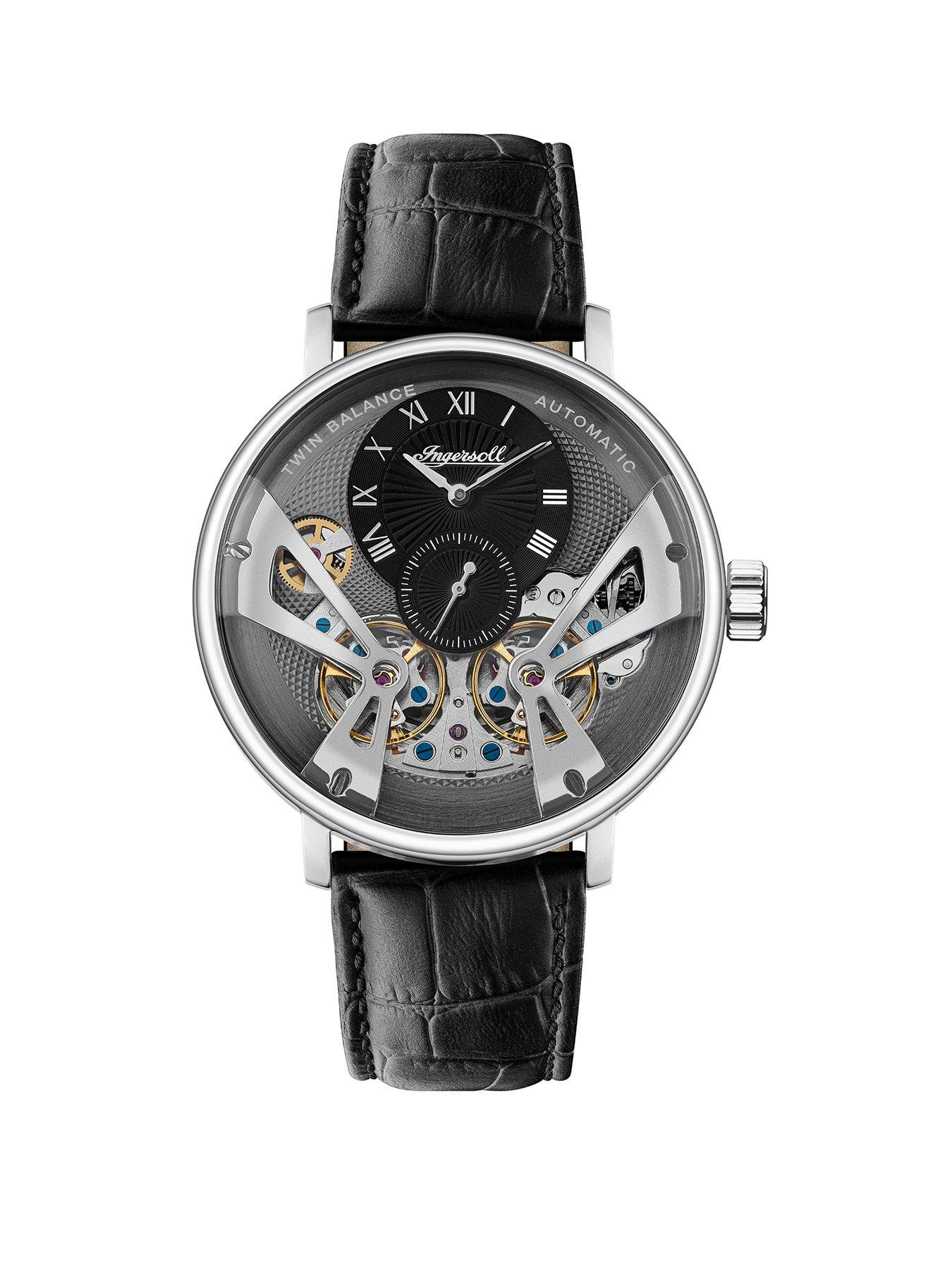 Product photograph of Ingersoll The Tennessee Automatic Mens Watch With Grey Dial And Black Leather Strap - I13103 from very.co.uk