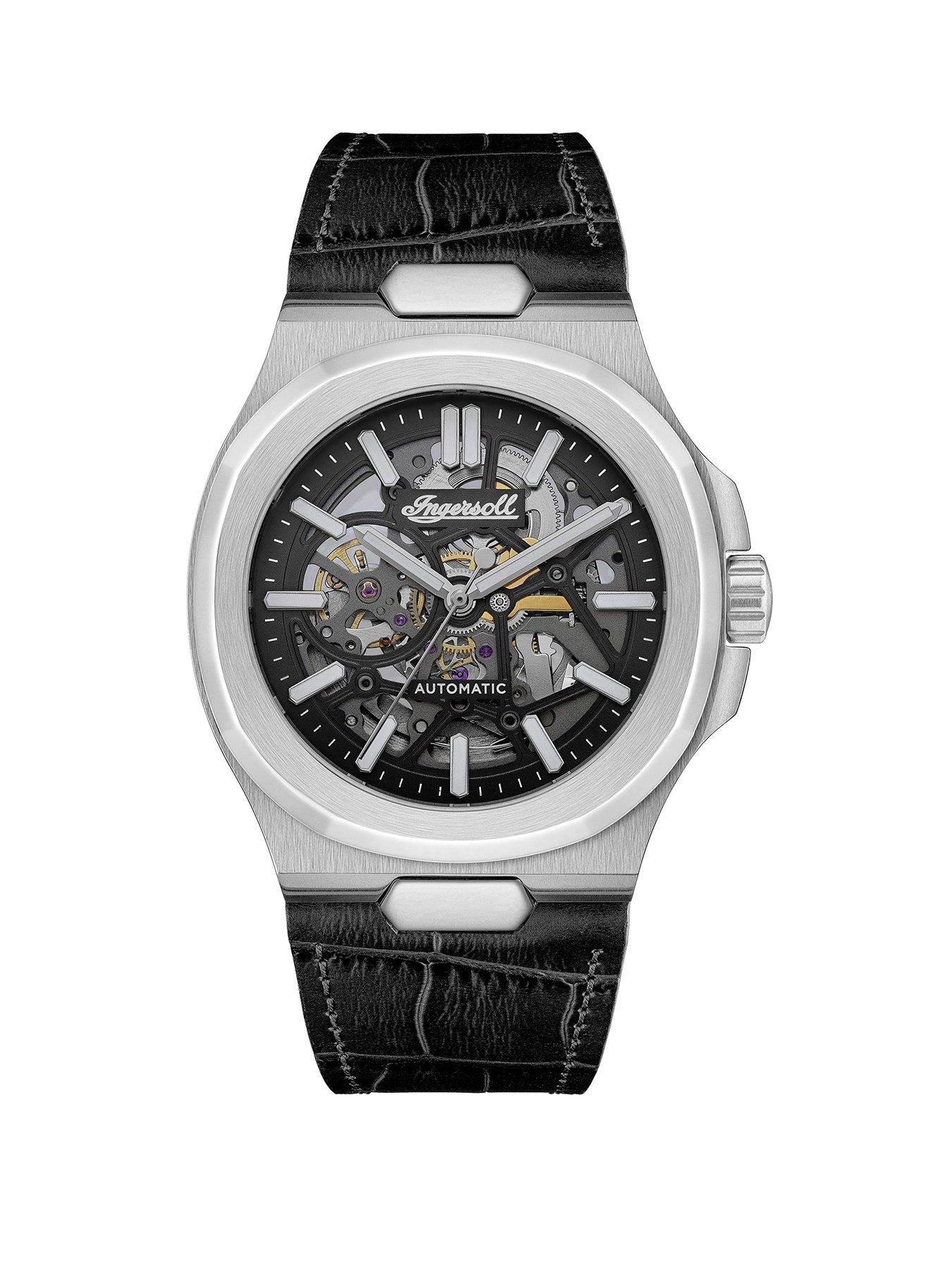 Product photograph of Ingersoll The Catalina Automatic Mens Watch With Black Dial And Black Leather Strap - I12502 from very.co.uk